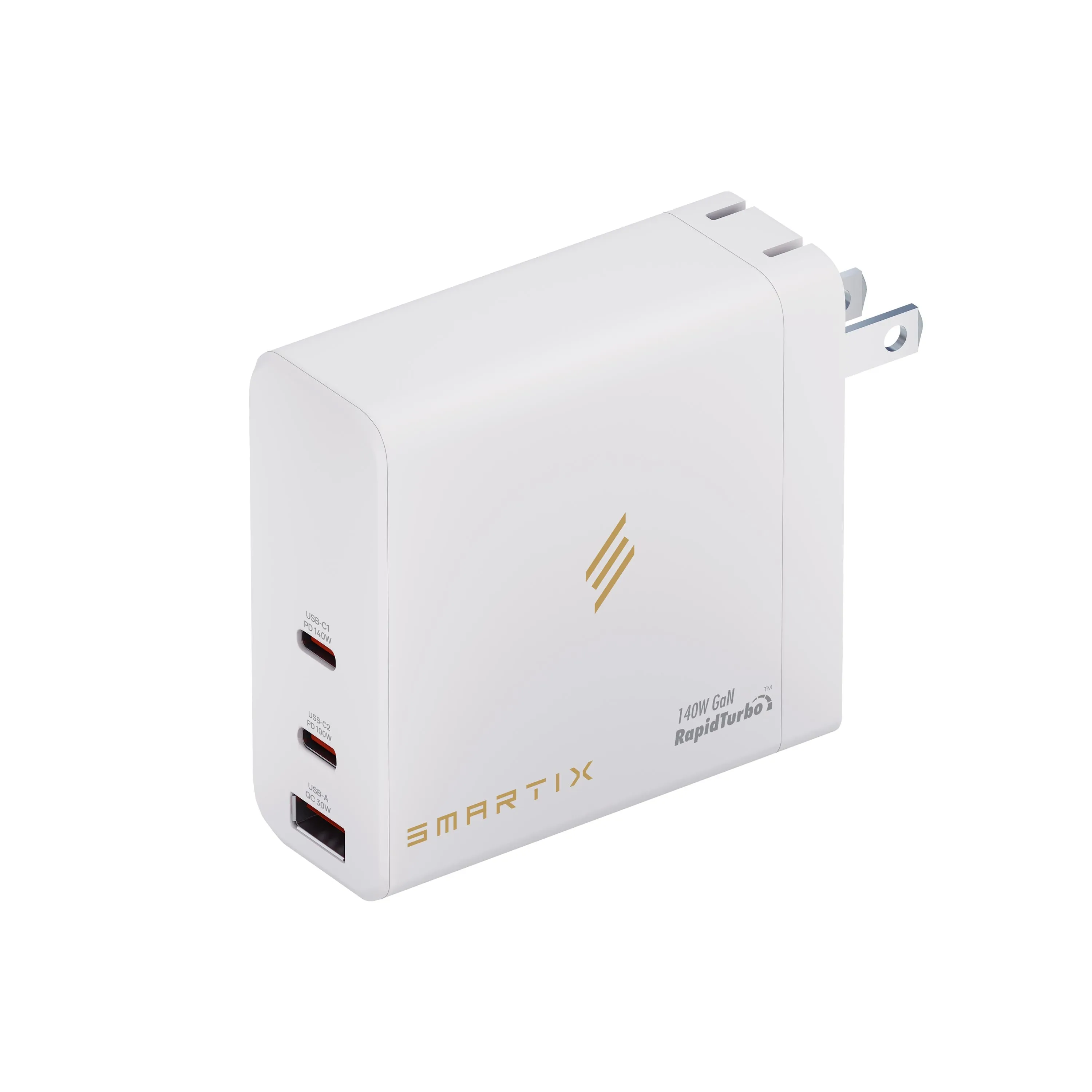 140W GaN International Travel Adapter - 1x 140W PD USB-C , 1x100W PD USB-C, 1x30W QC, USB-C 3.0 PD