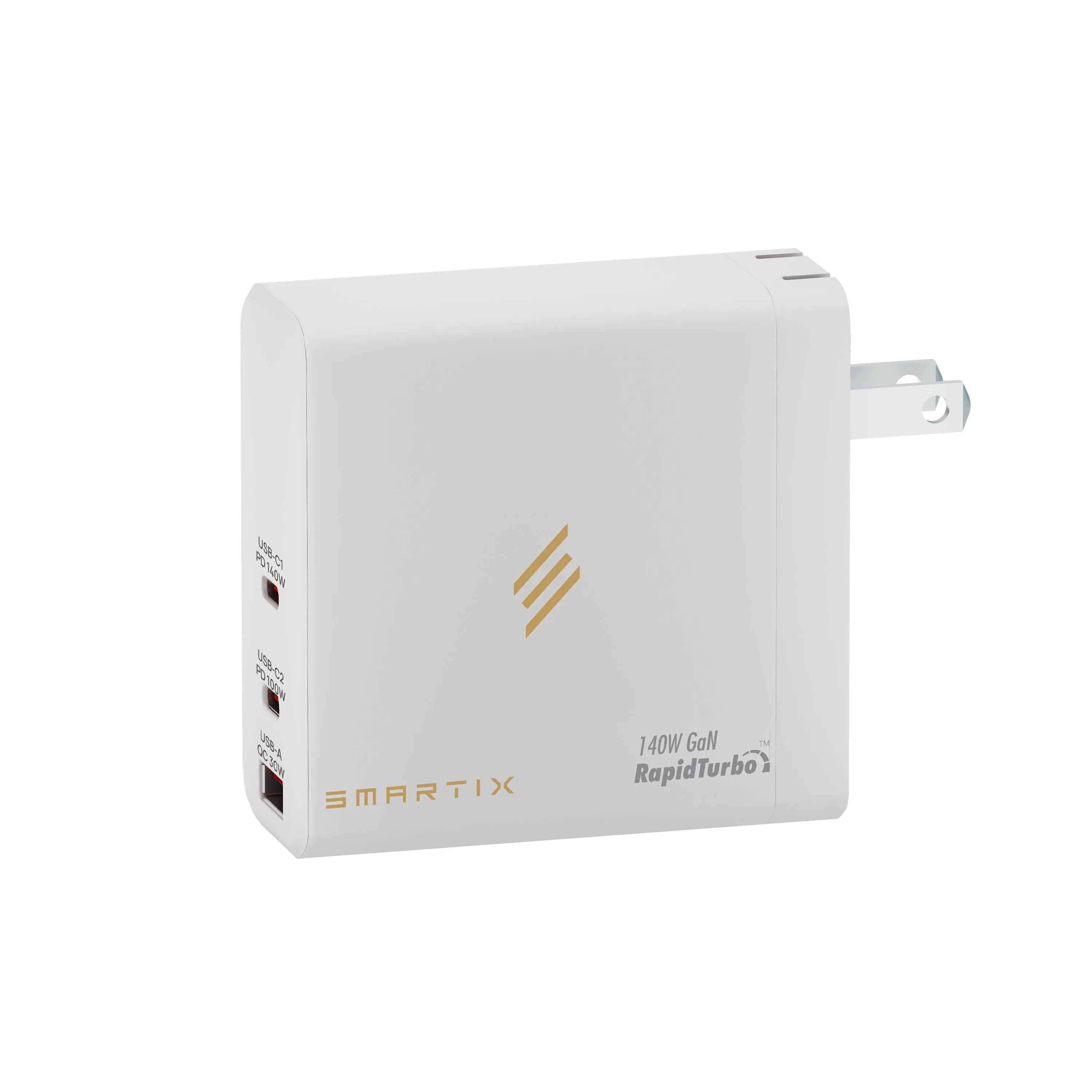 140W GaN International Travel Adapter - 1x 140W PD USB-C , 1x100W PD USB-C, 1x30W QC, USB-C 3.0 PD