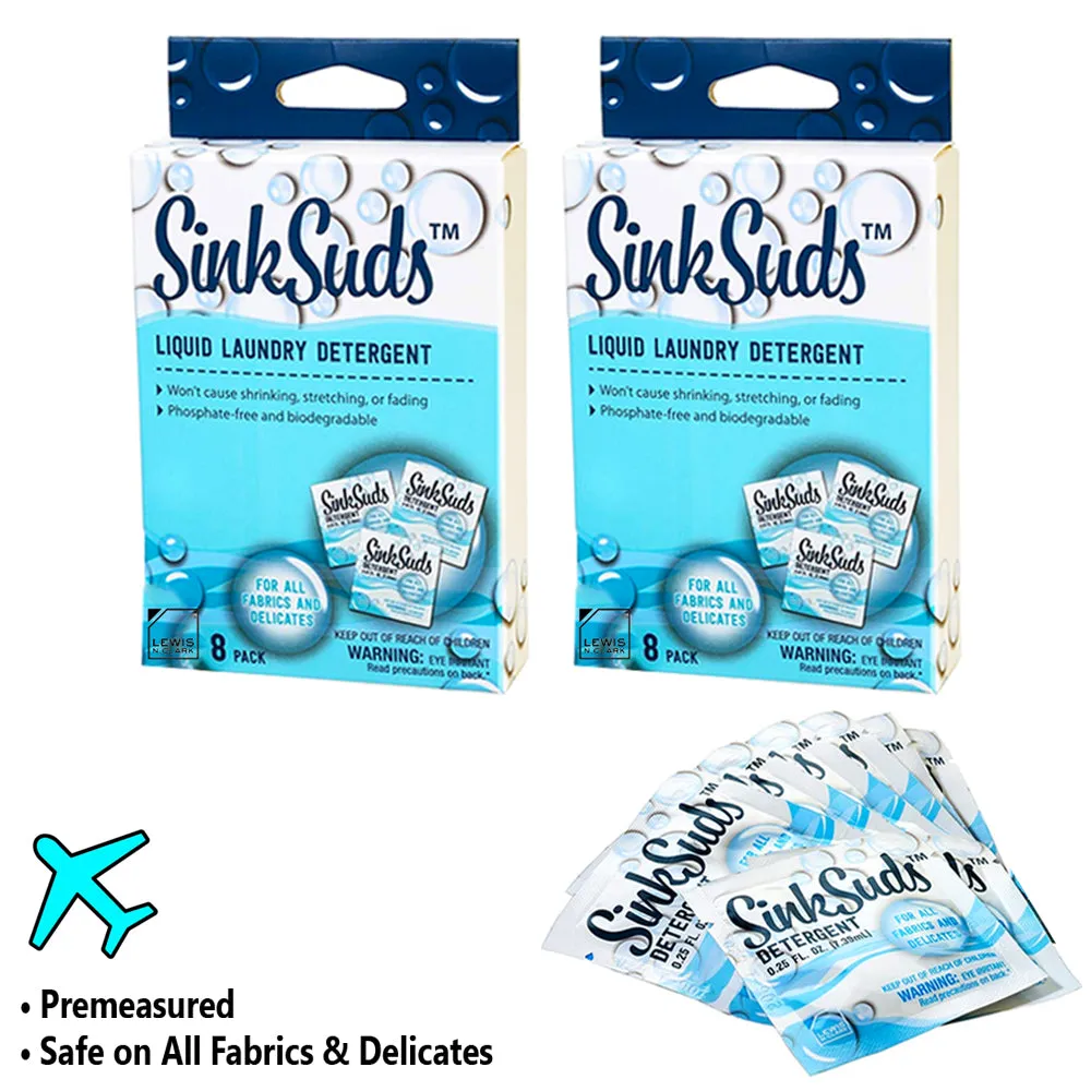 16 Travel Size Laundry Detergent Packets 0.25 fl oz Odor Eliminator TSA Approved
