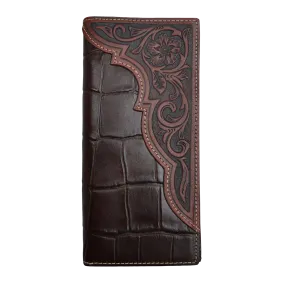3D Men's Gator Print & Floral Tooled Rodeo Wallet DW2004