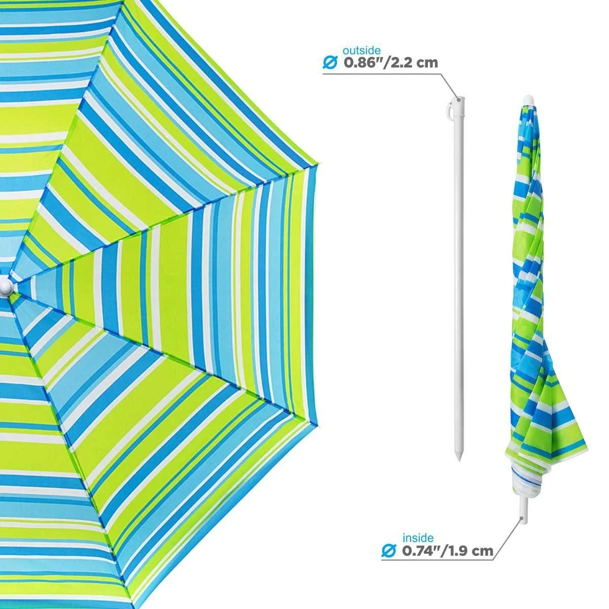 4, 5 ft Sea-Green Tilting Beach Umbrella with Carry Bag