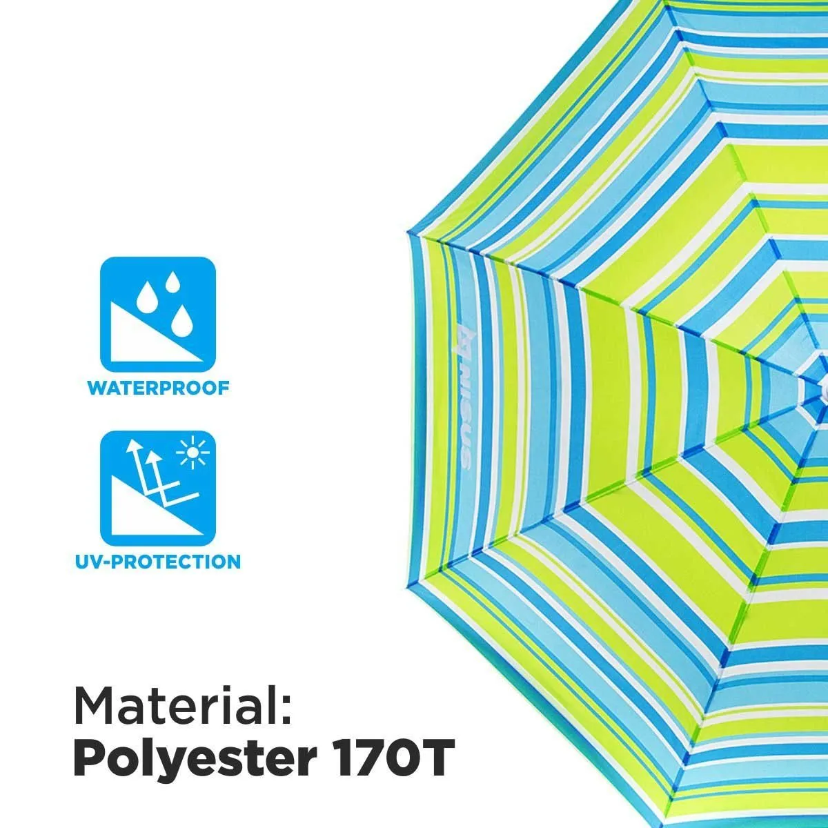4, 5 ft Sea-Green Tilting Beach Umbrella with Carry Bag