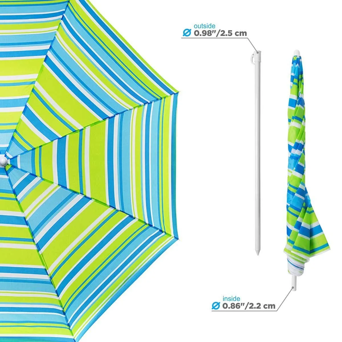 4, 5 ft Sea-Green Tilting Beach Umbrella with Carry Bag