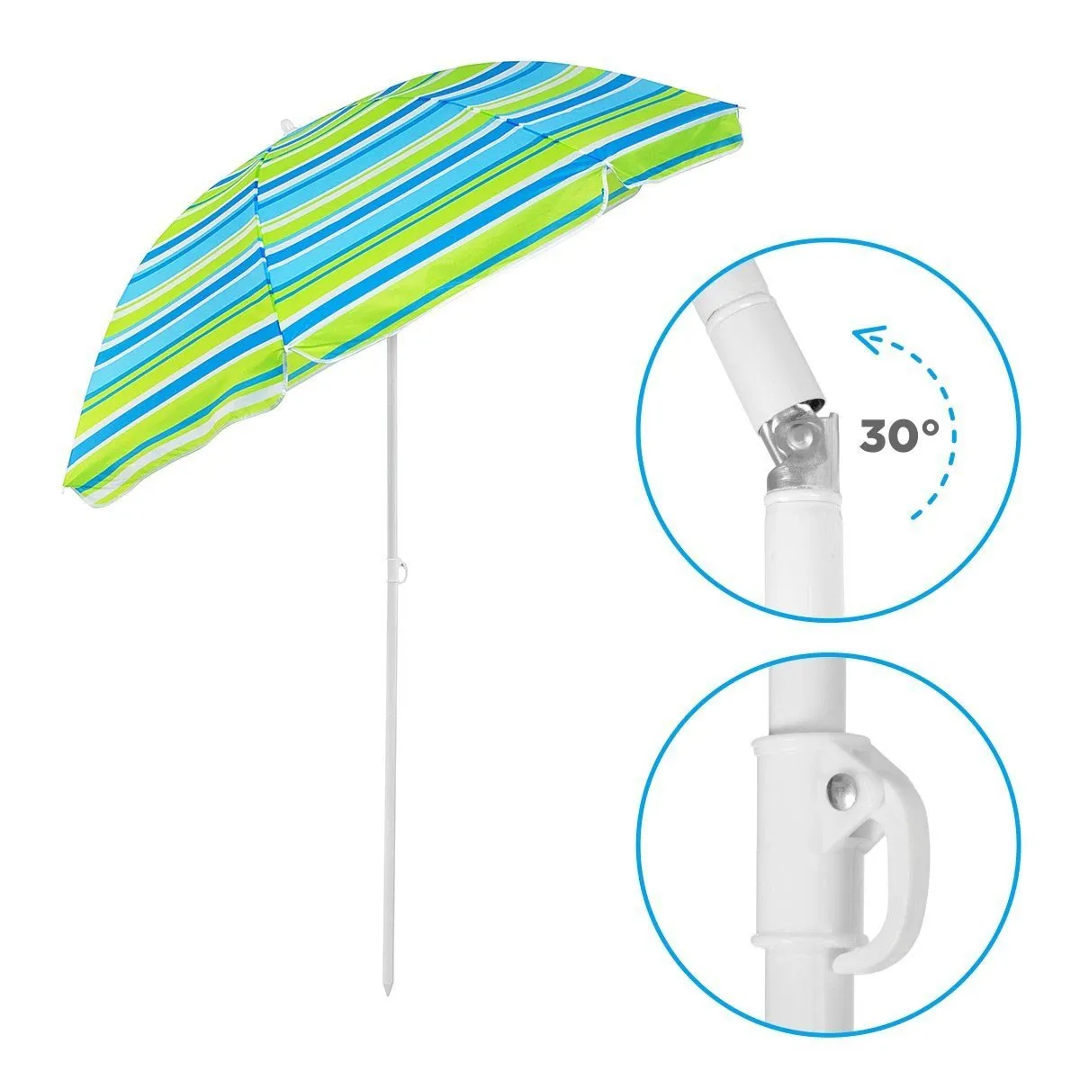 4, 5 ft Sea-Green Tilting Beach Umbrella with Carry Bag