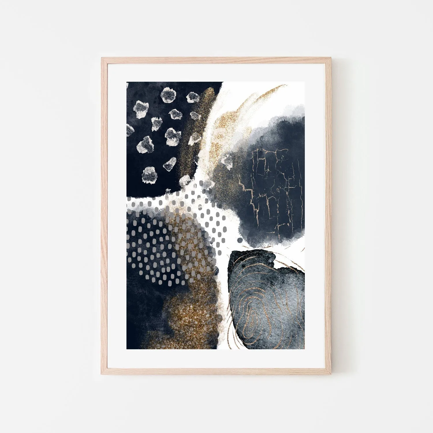 Abstract Navy And Gold, Style C , By Sally Ann Moss