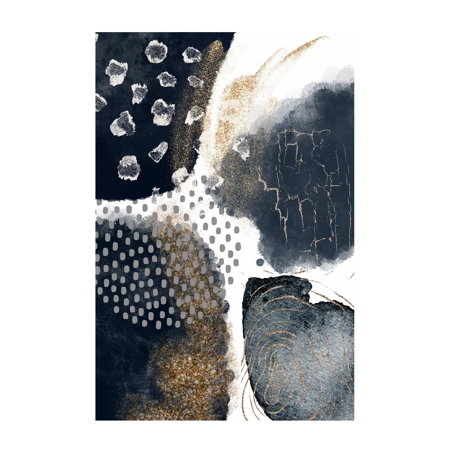 Abstract Navy And Gold, Style C , By Sally Ann Moss