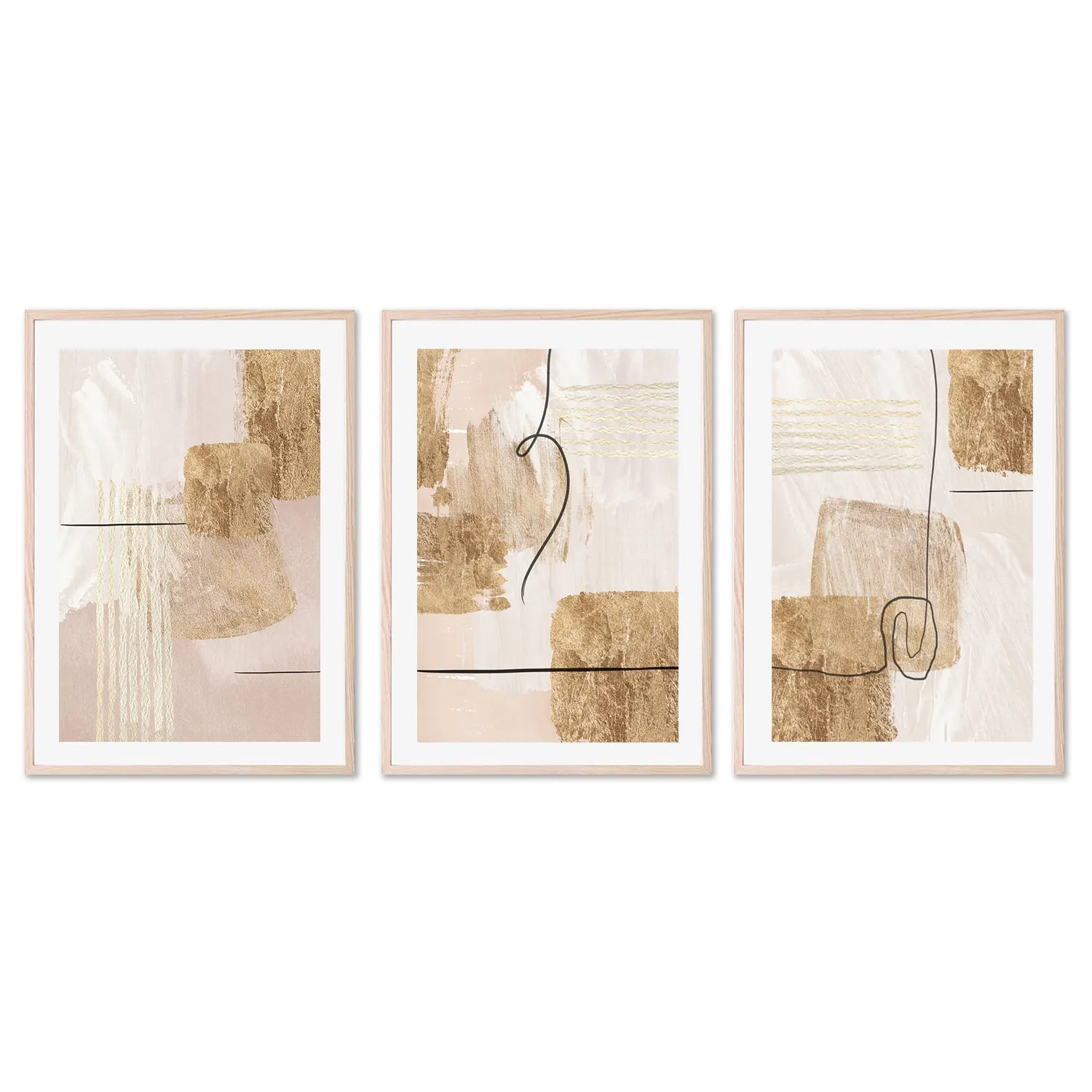 Aesthetic Gold, Style A, B & C, Set Of 3 , By Sally Ann Moss