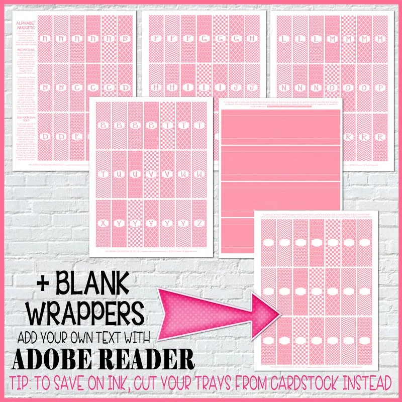 Alphabet   BLANK Nugget Wrappers {LIGHT Pink} PRINTABLE