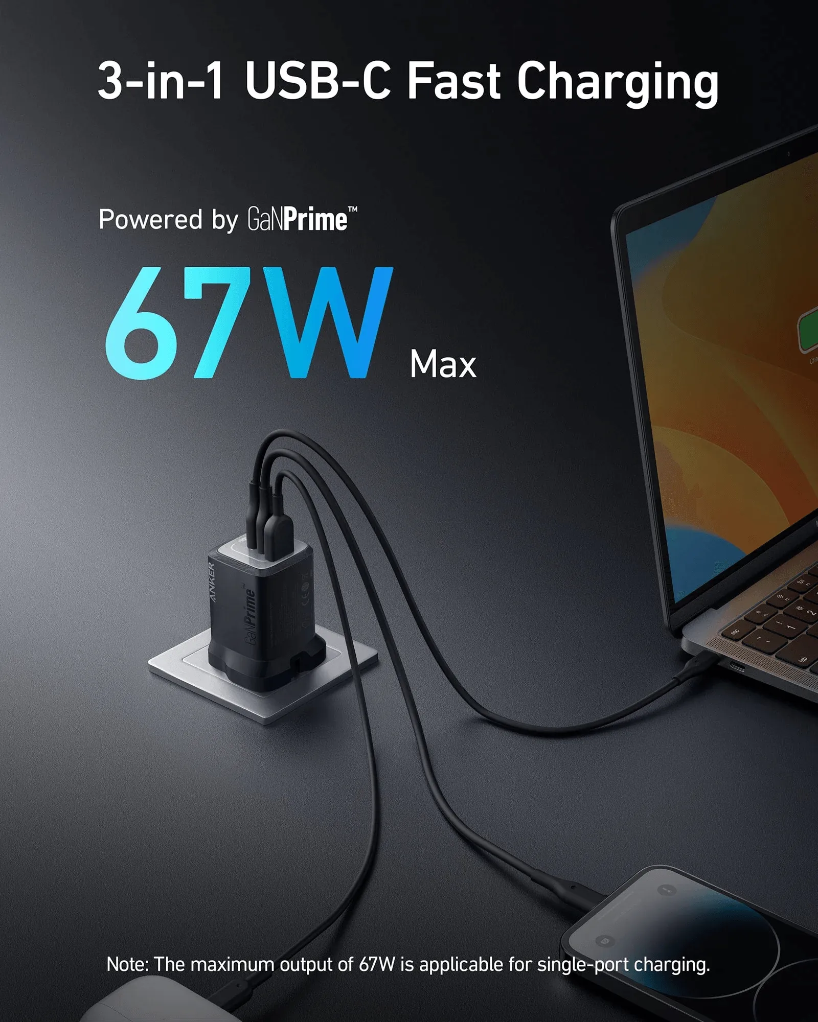 Anker 336 Charger (67W) -Black
