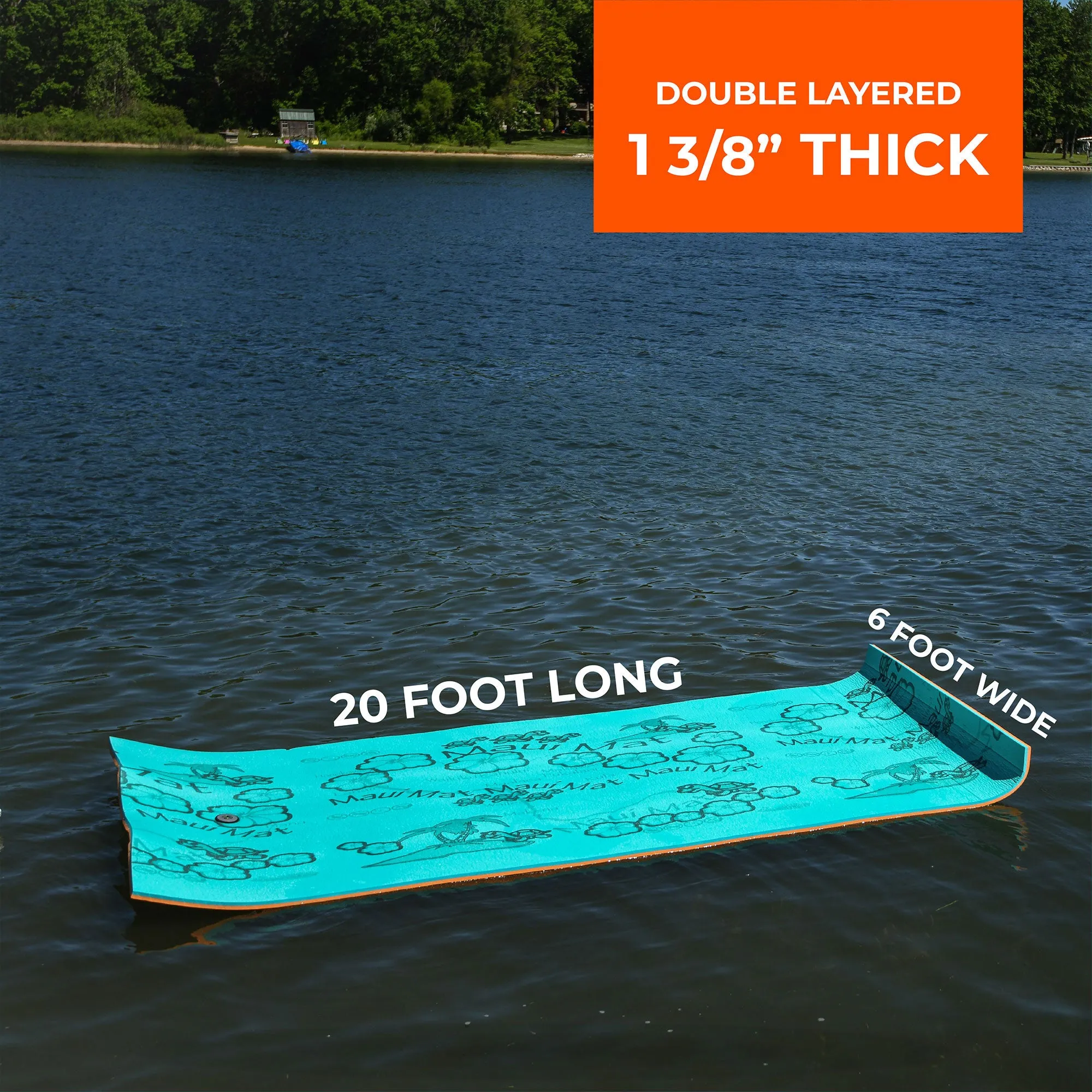 Aqua Lily Pad 20 Ft Maui Water Playground Floating Foam Island Mat & Storage Bag