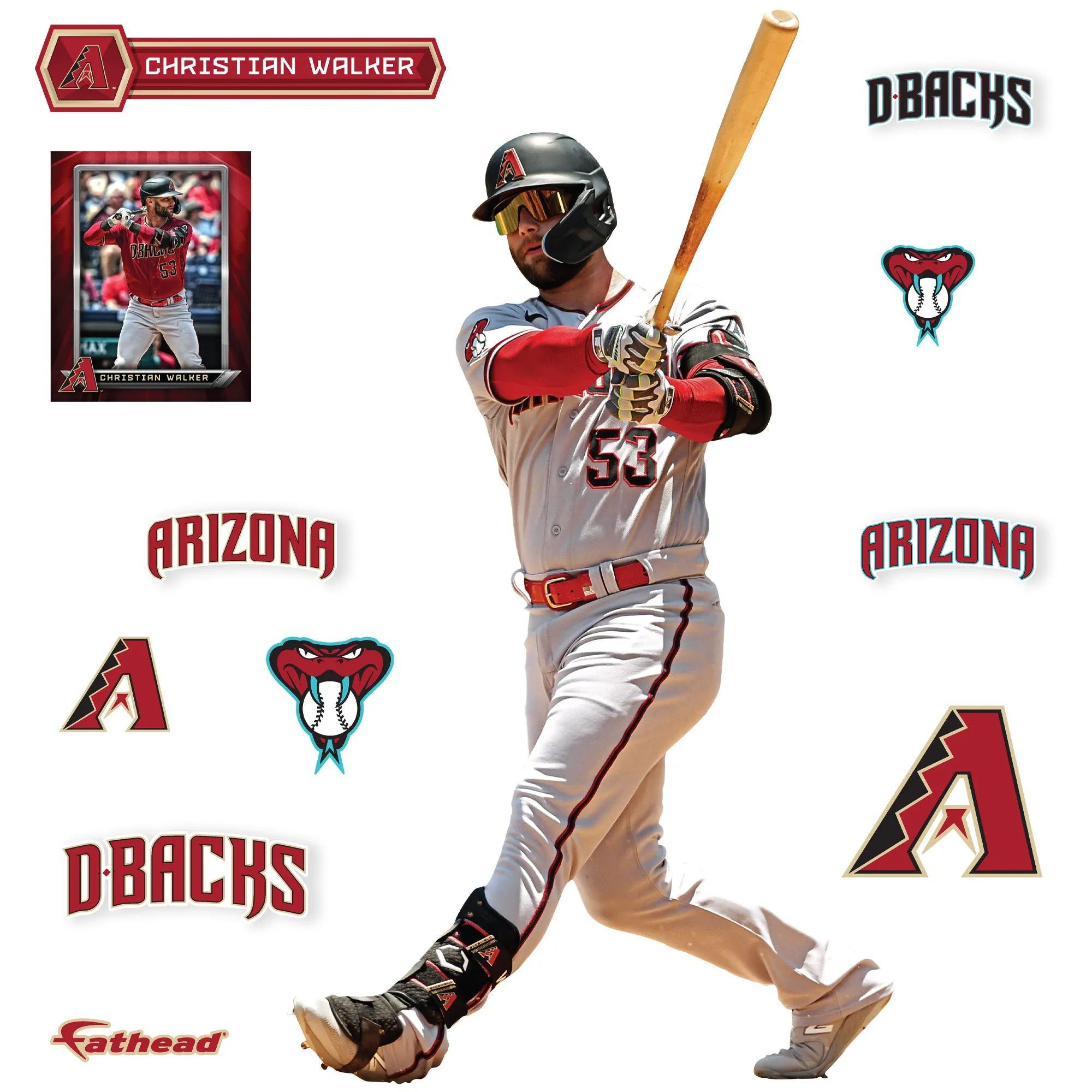 Arizona Diamondbacks: Christian Walker         - Officially Licensed MLB Removable     Adhesive Decal