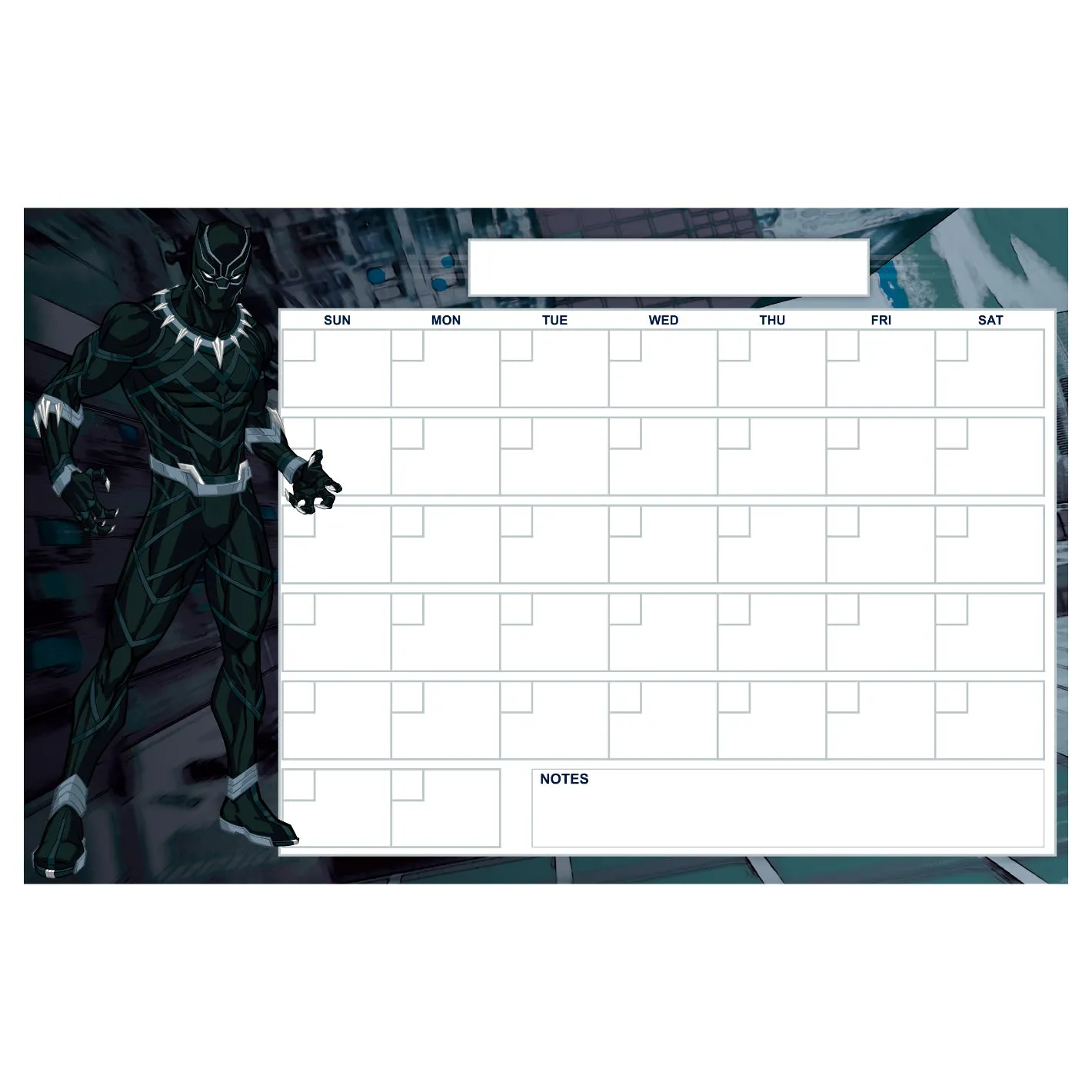 Avengers: BLACK PANTHER Blank Calendar Dry Erase        - Officially Licensed Marvel Removable     Adhesive Decal