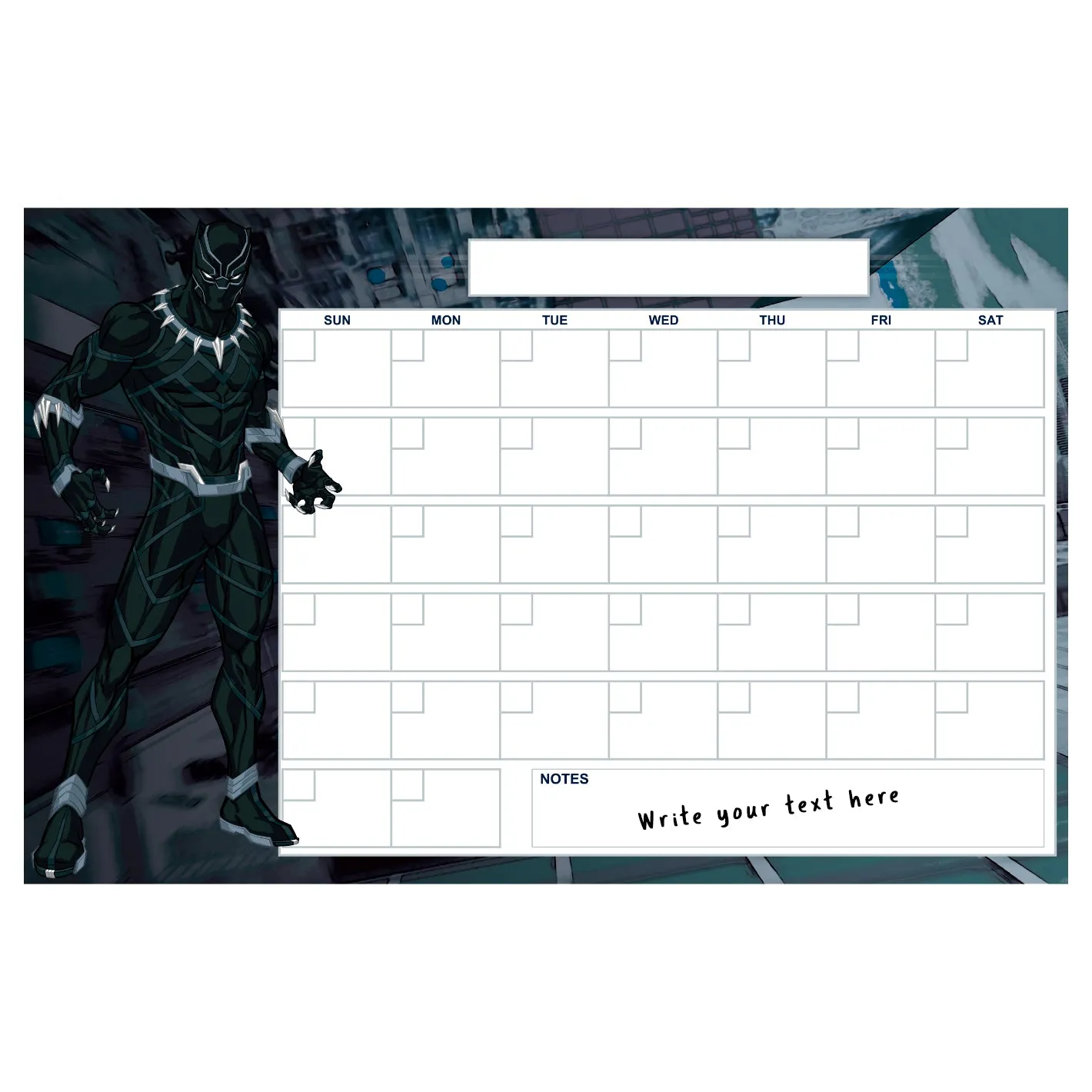 Avengers: BLACK PANTHER Blank Calendar Dry Erase        - Officially Licensed Marvel Removable     Adhesive Decal