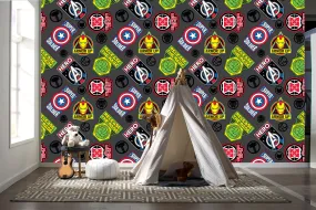 Avengers:  Icon Badges        - Officially Licensed Marvel  Peel & Stick Wallpaper