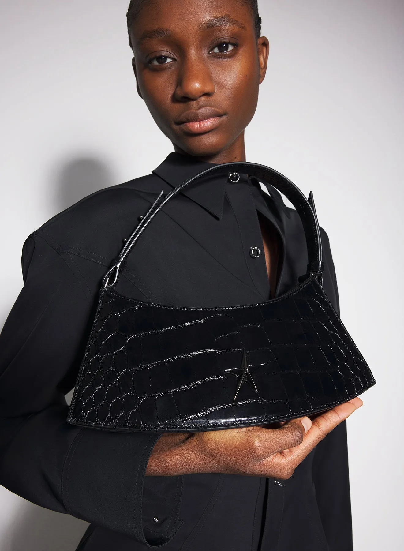 black embossed crocodile zenith bag
