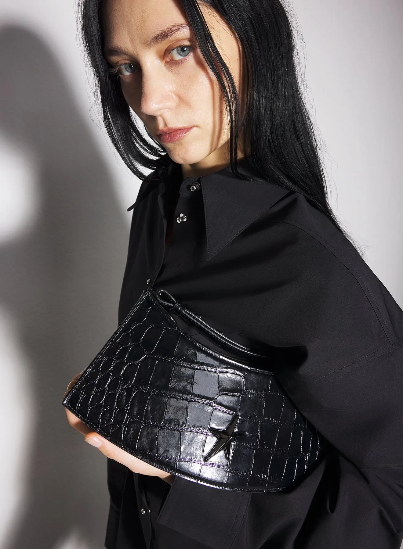 black embossed crocodile zenith bag