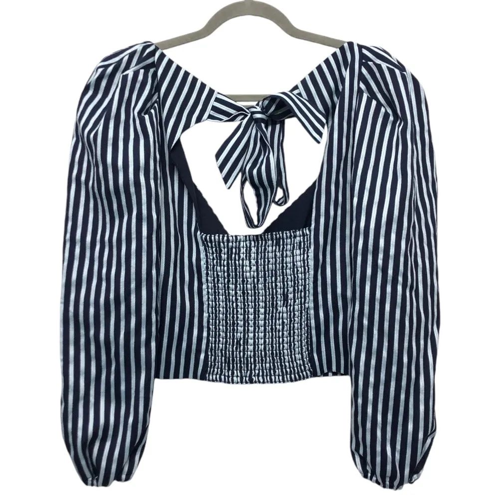 Blouse Long Sleeve By Gianni Bini In Striped Pattern, Size: 10