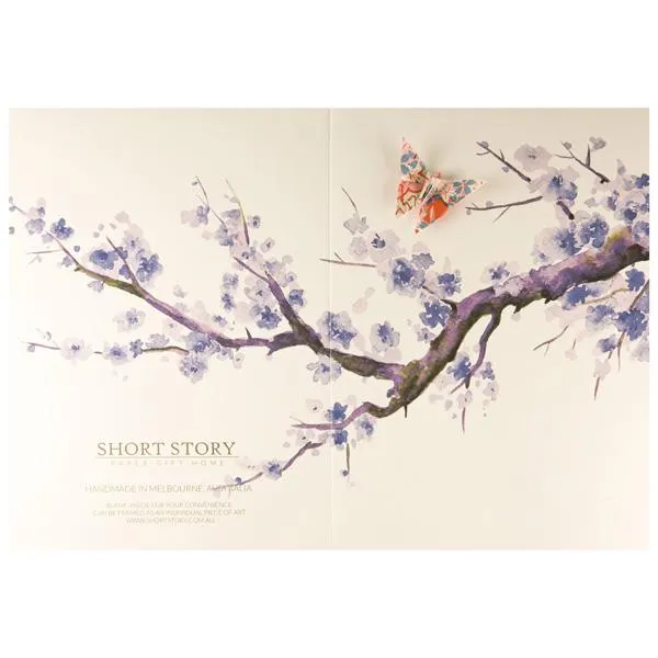Card Watercolour Sakura Tree Purple