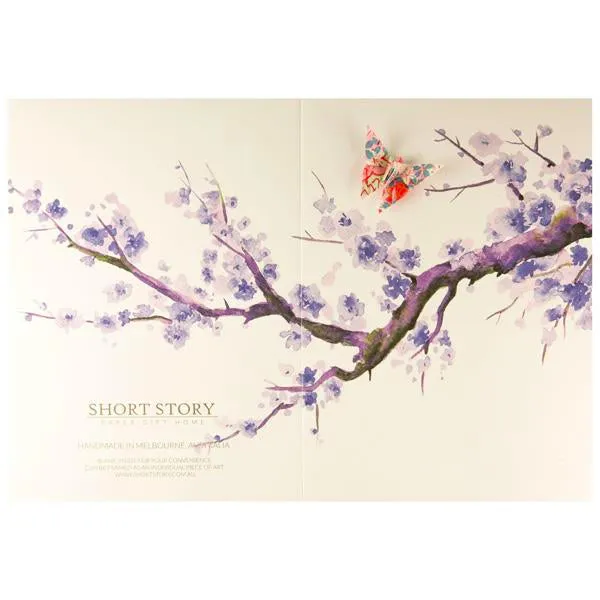Card Watercolour Sakura Tree Purple