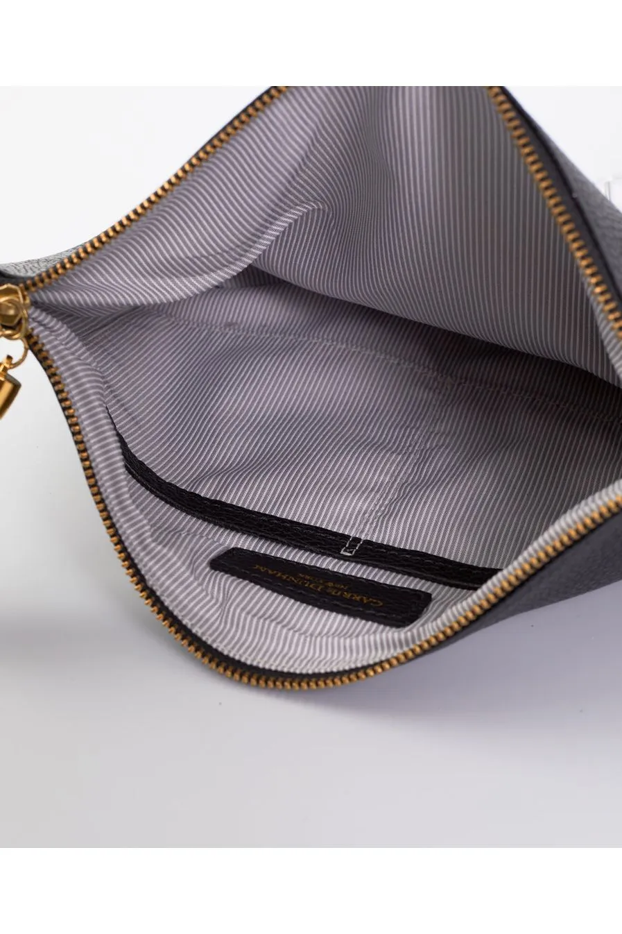 Cece Grey Embossed leather Reversible to Metallic Silver Pink Linen Foldover Clutch
