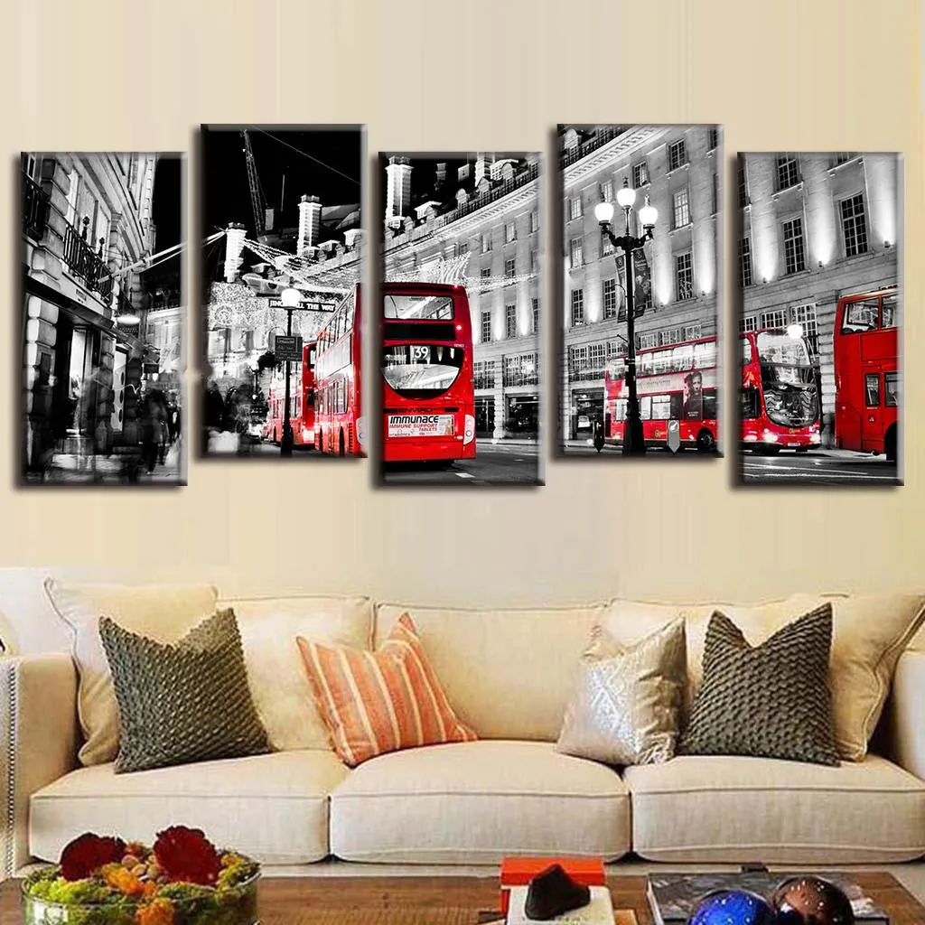 City Nightview with Red Busses