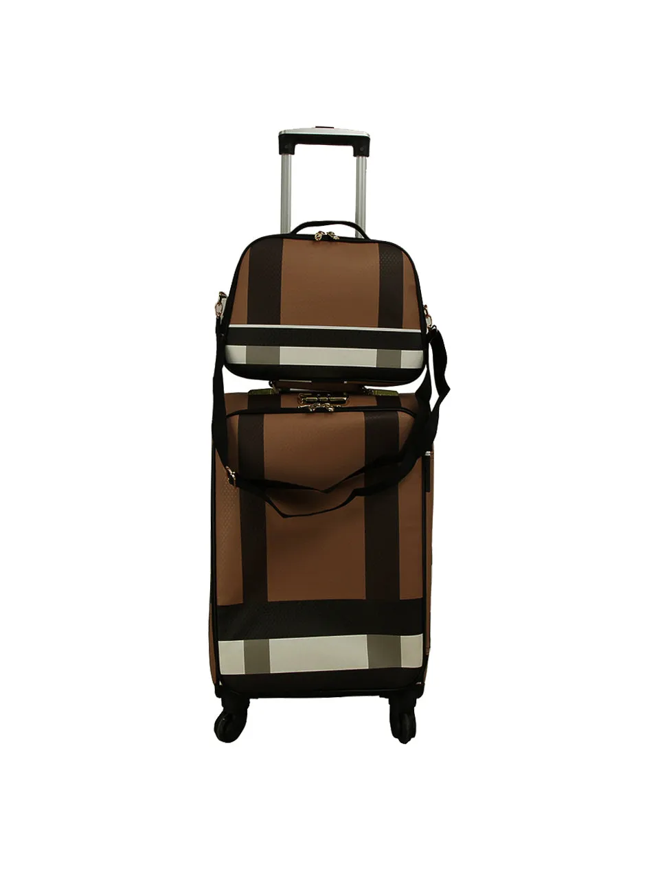 Classic checkered pattern luggage travel bag and duffel bag set