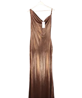 Club L Brown Galaxy Shimmer Cowl Maxi Dress UK 10