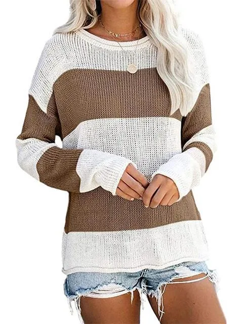 Color Block Round Neck Sweater