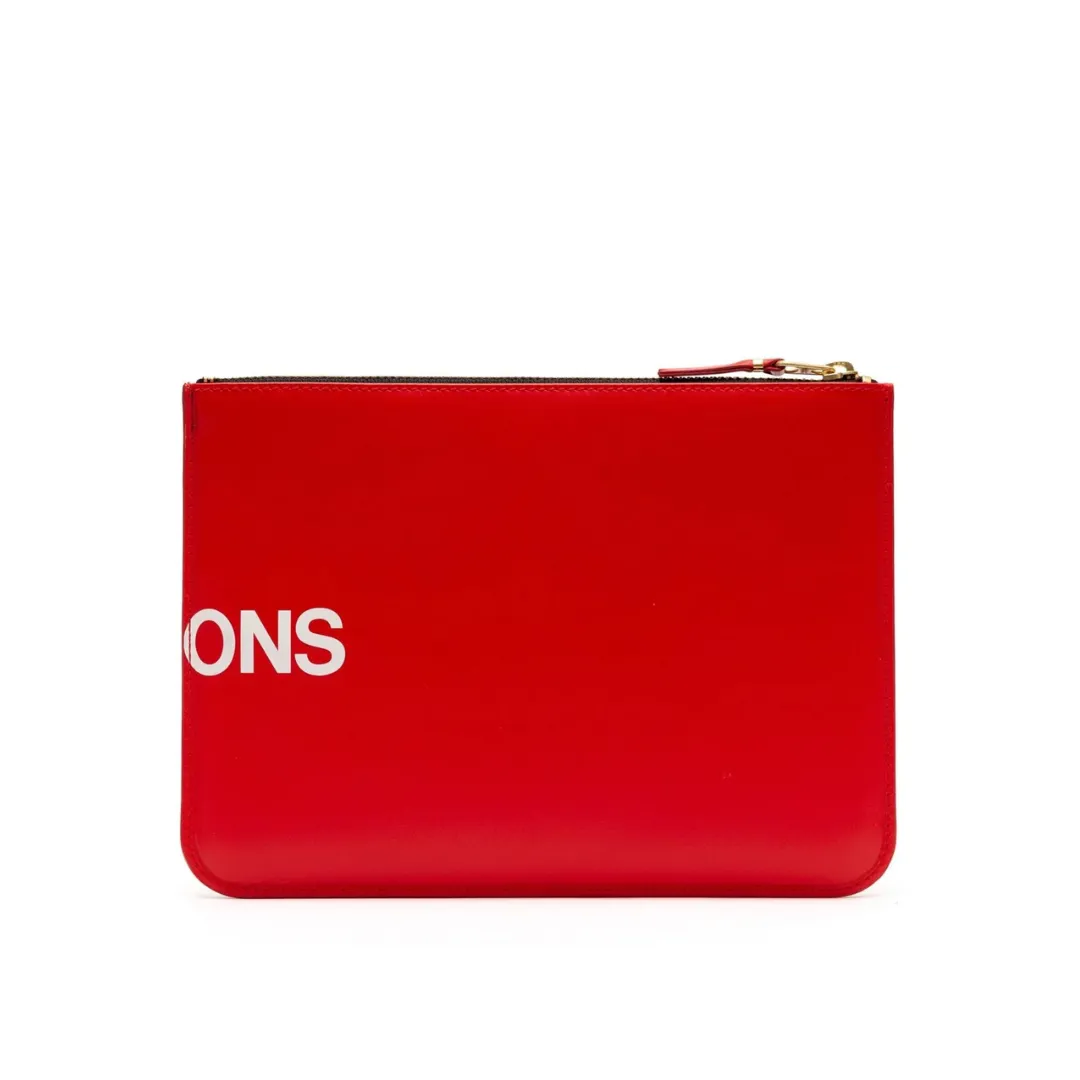 COMME des GARÇONS WALLET Huge Logo Zip Pouch Wallet - Red