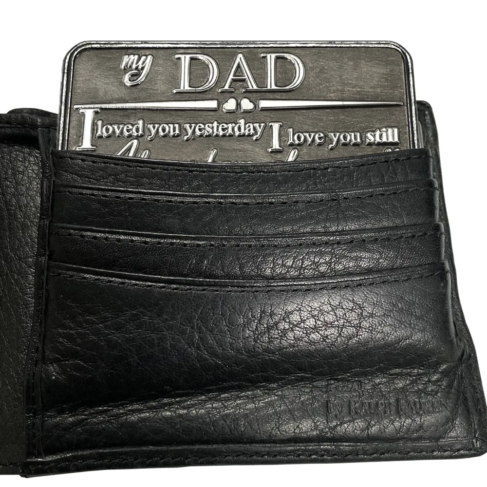 Dad Sentimental Metal Wallet or Purse Keepsake Card Gift - Gift Set From Son Daughter Step-Son Step-Daughter for Men