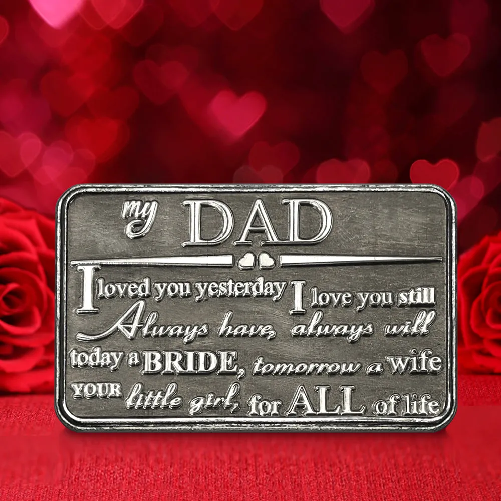 Dad Sentimental Metal Wallet or Purse Keepsake Card Gift - Gift Set From Son Daughter Step-Son Step-Daughter for Men