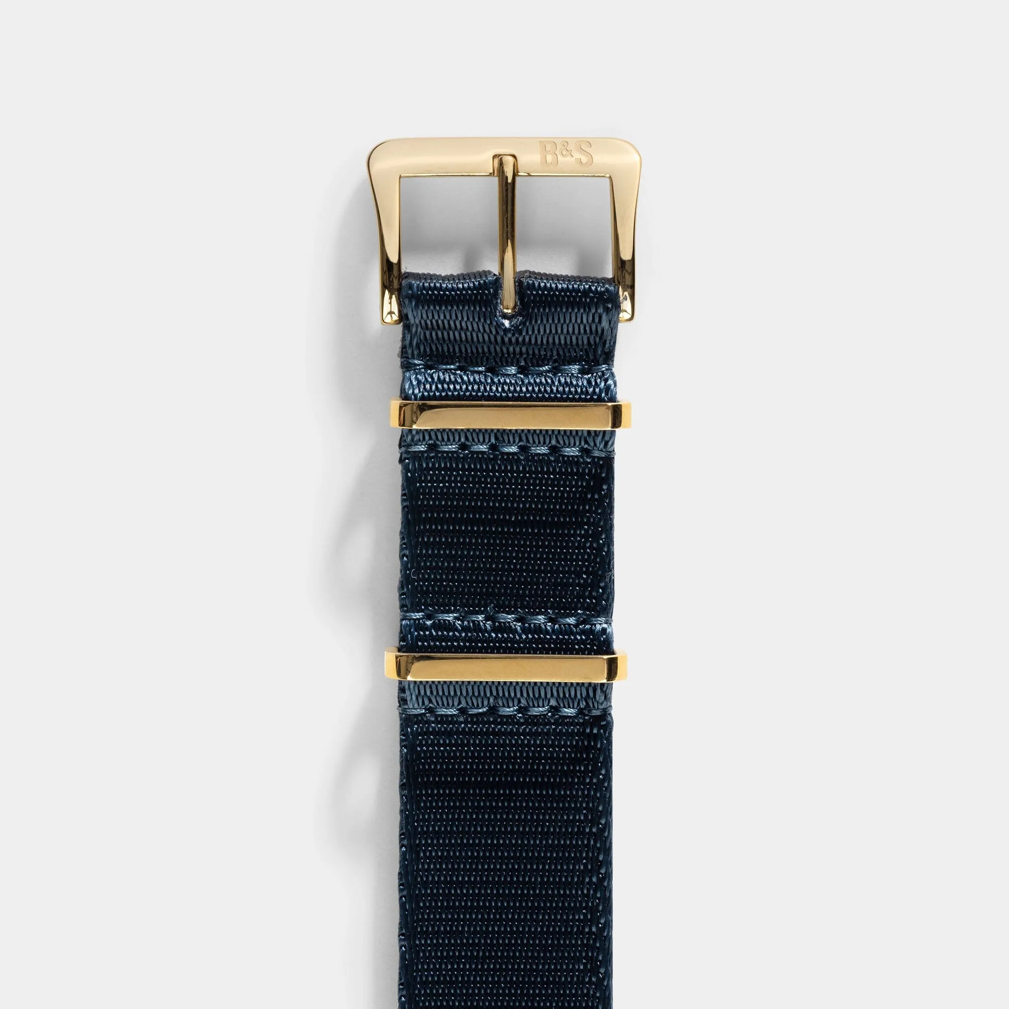 Deluxe Nylon Single Pass Watch Strap Navy Blue - Gold