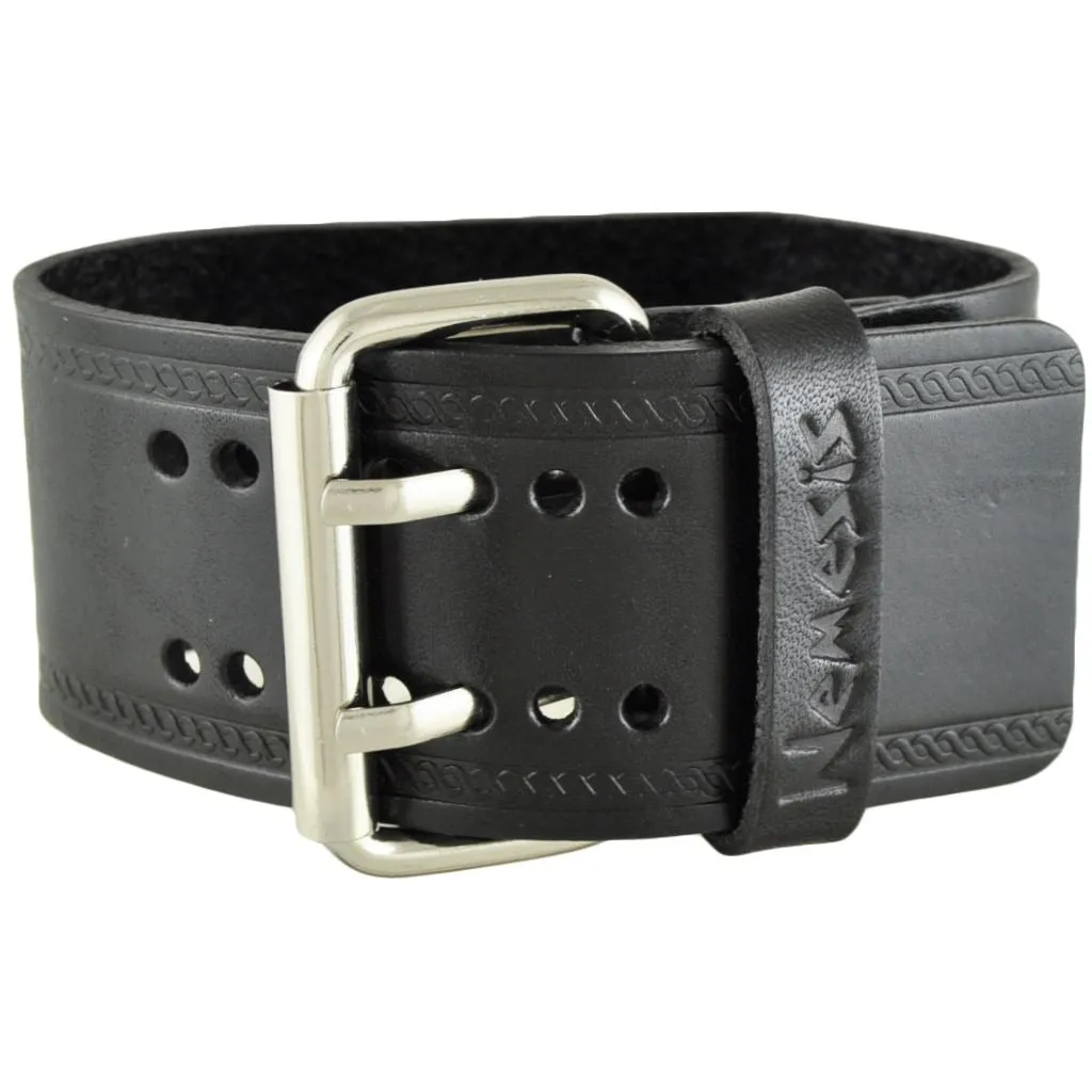 Embossed Black Leather Cuff