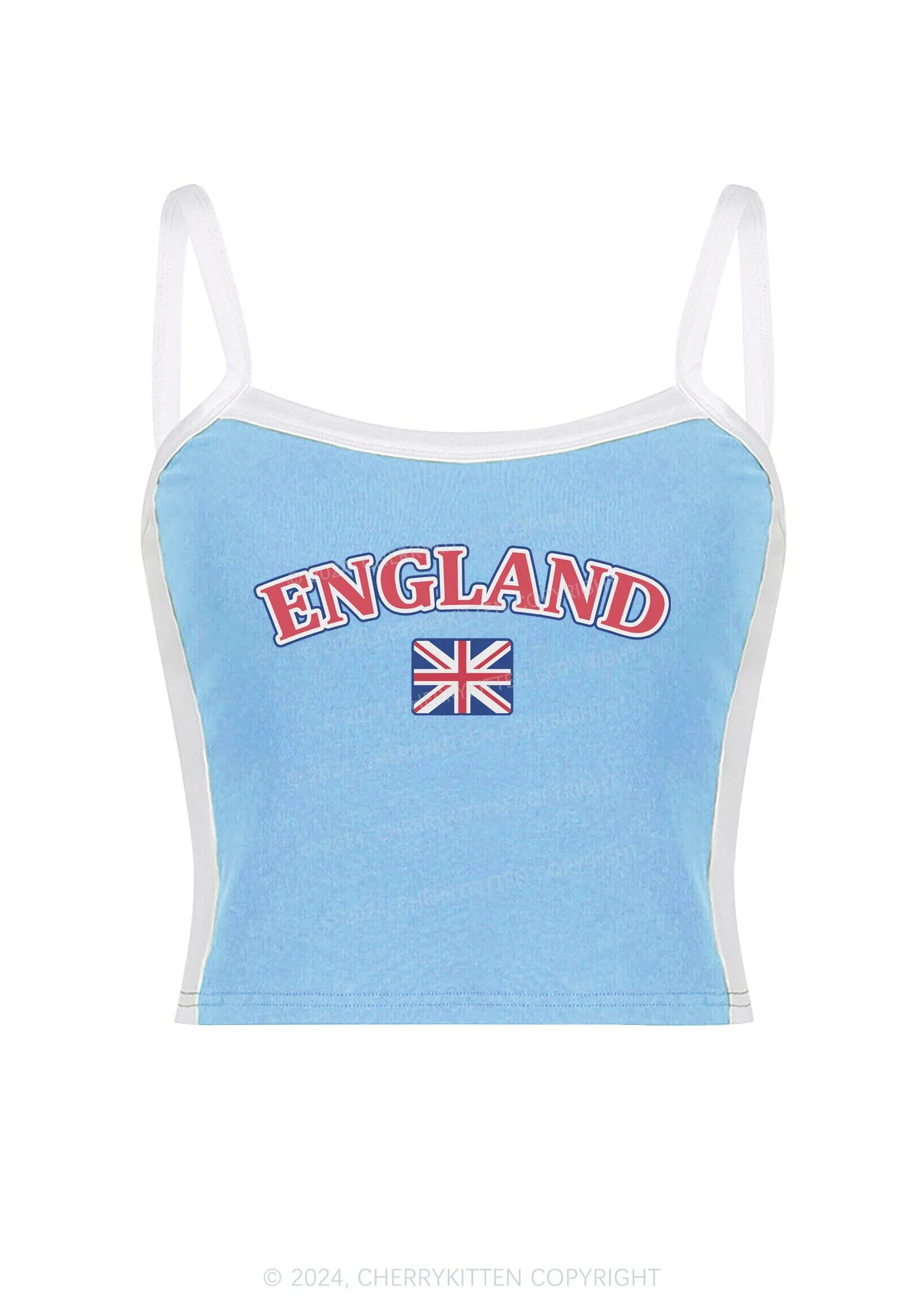 England Y2K Color Block Crop Cami Top Cherrykitten