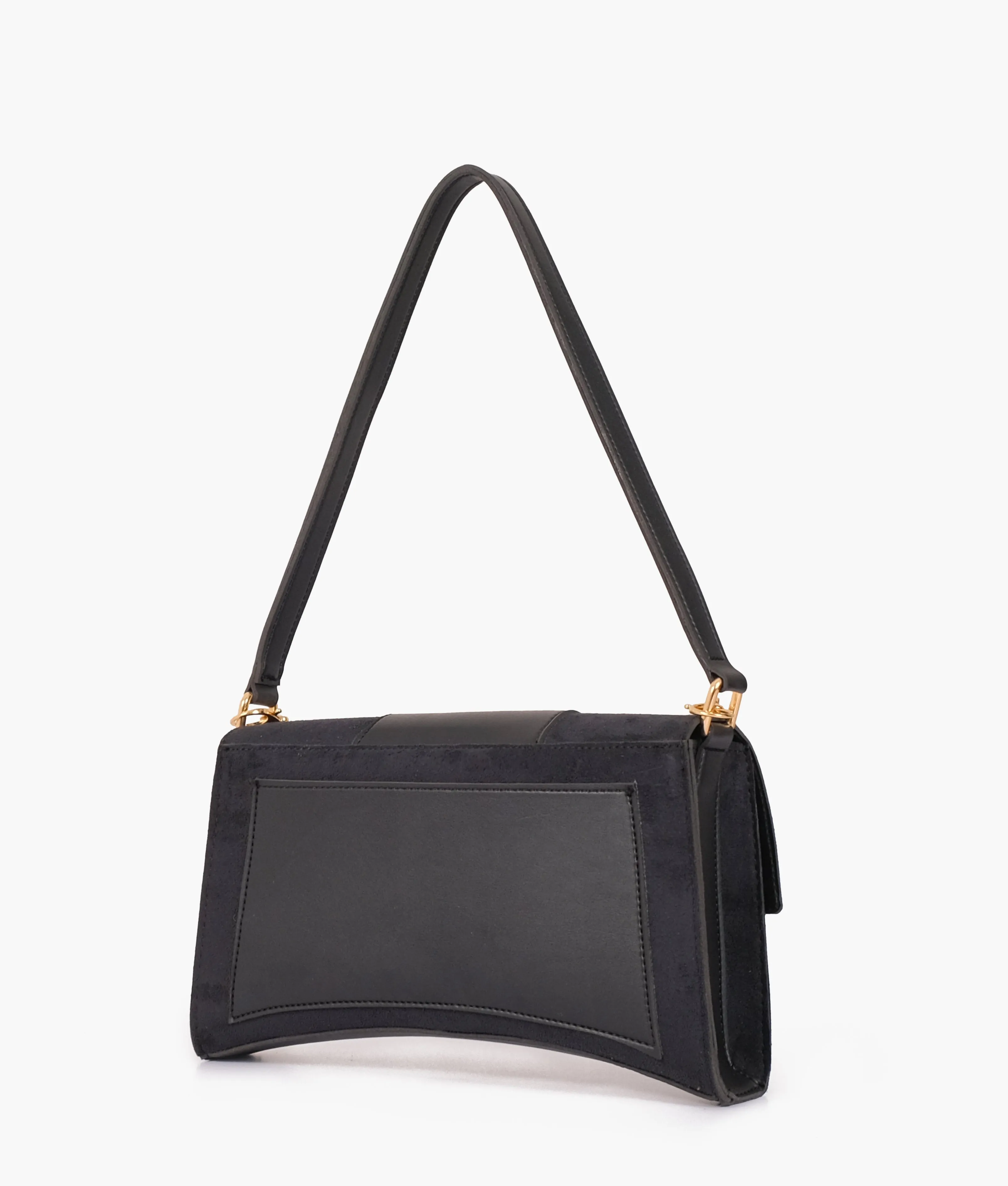 Envy Hold - Black suede buckle envelope bag