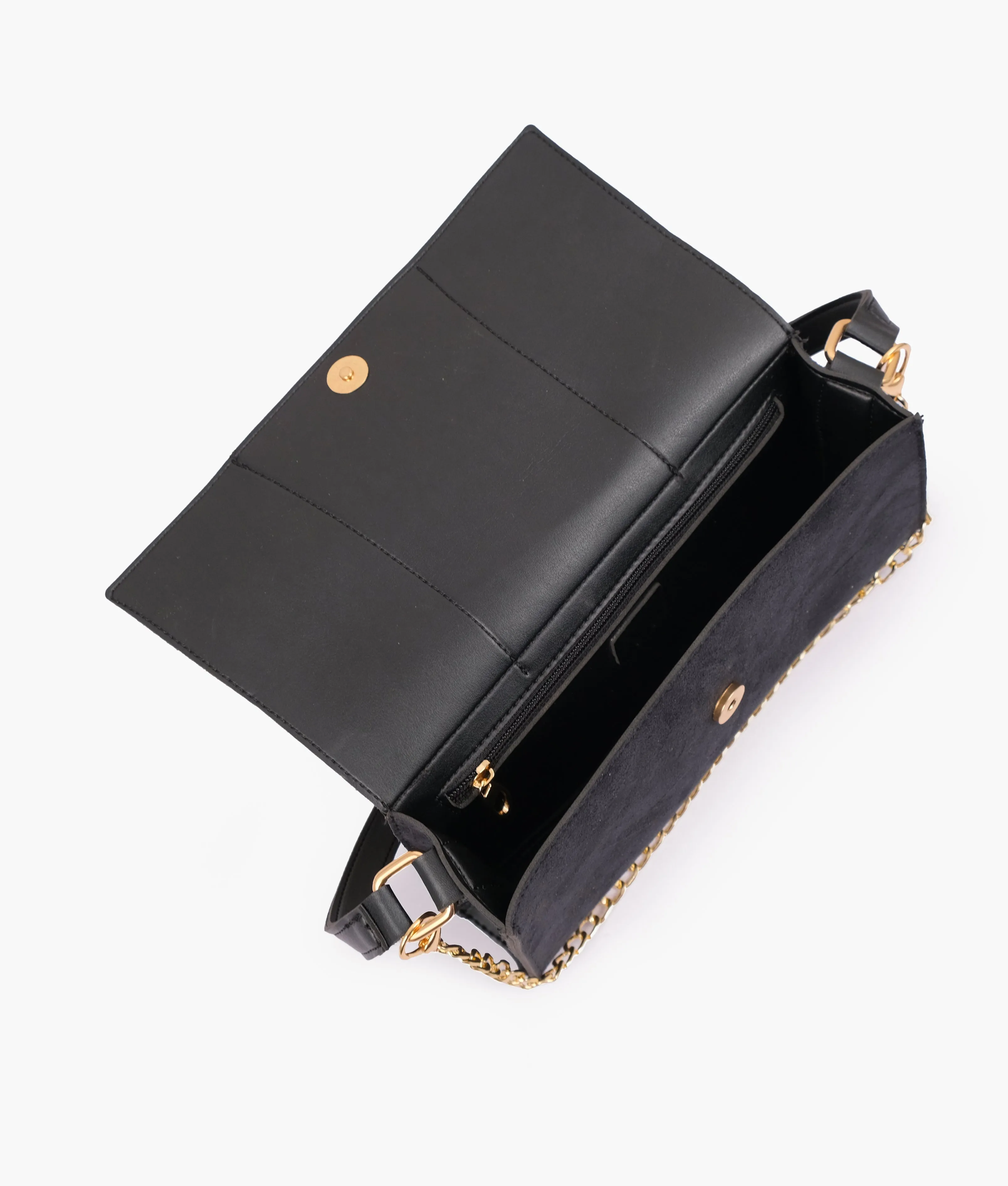 Envy Hold - Black suede buckle envelope bag