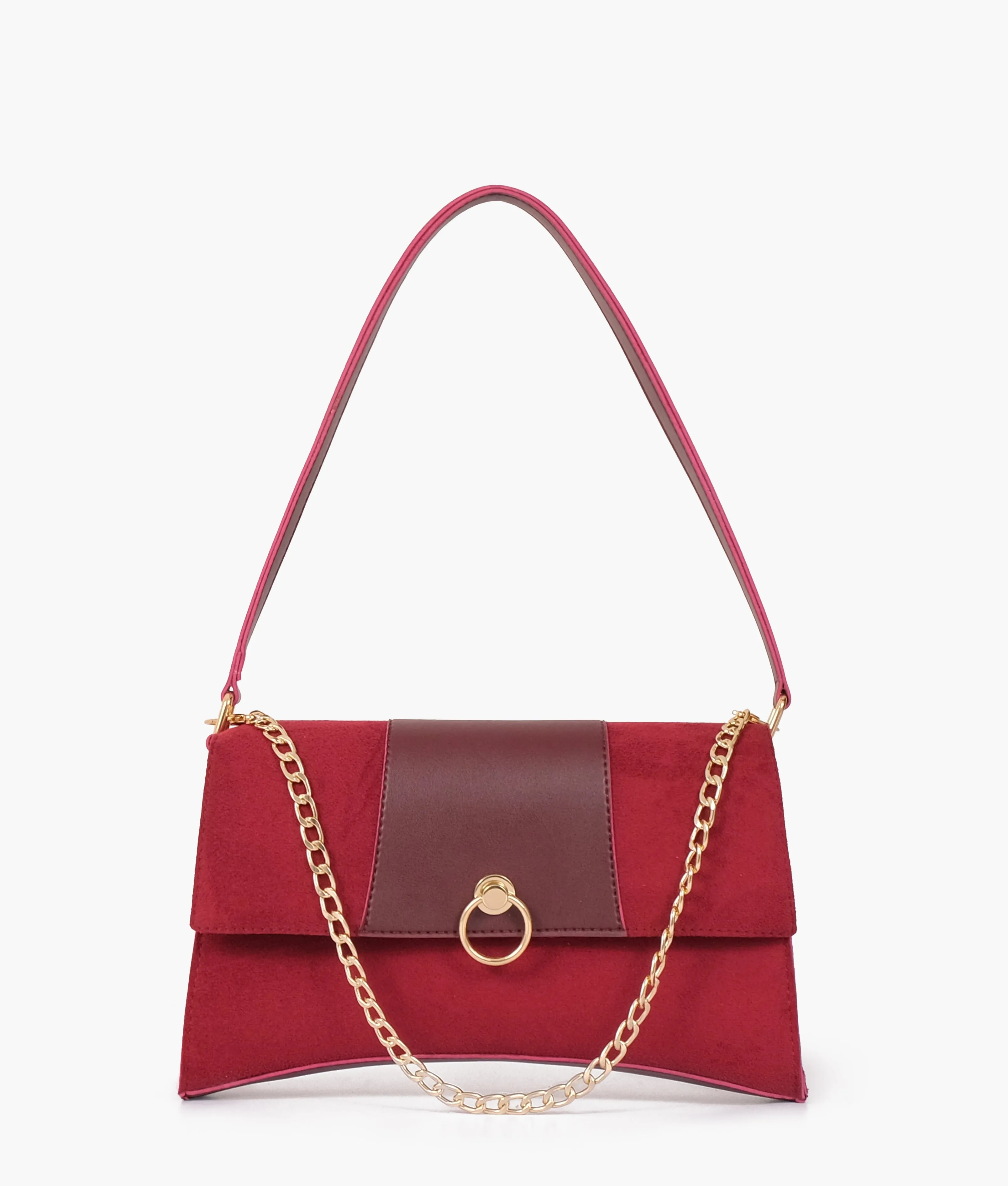 Envy Hold - Burgundy suede buckle envelope bag