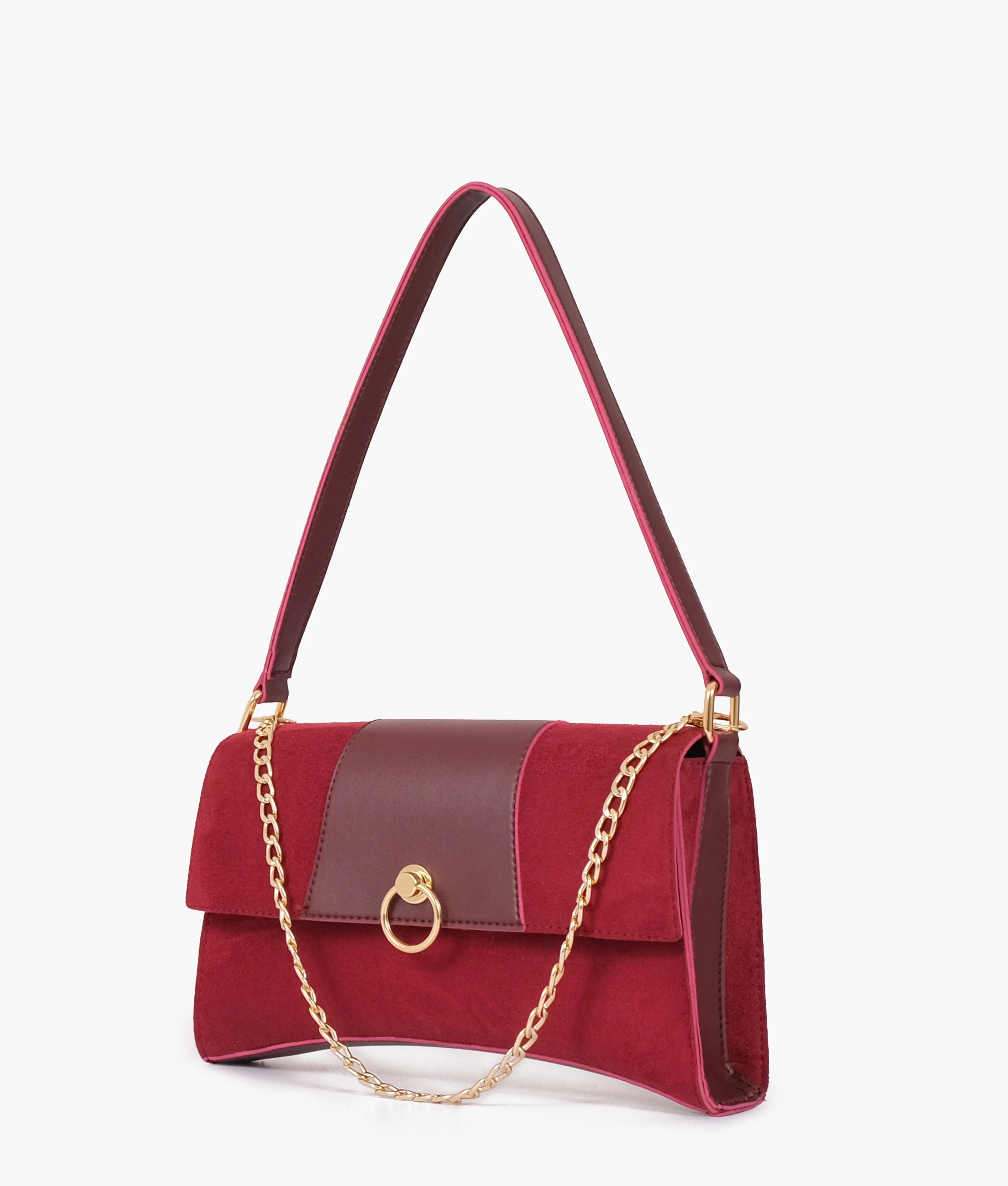 Envy Hold - Burgundy suede buckle envelope bag
