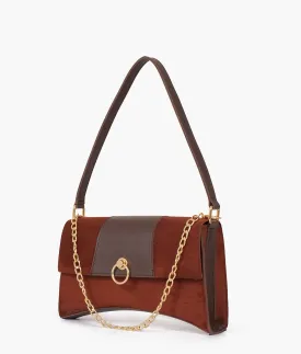 Envy Hold - Dark brown suede buckle envelope bag