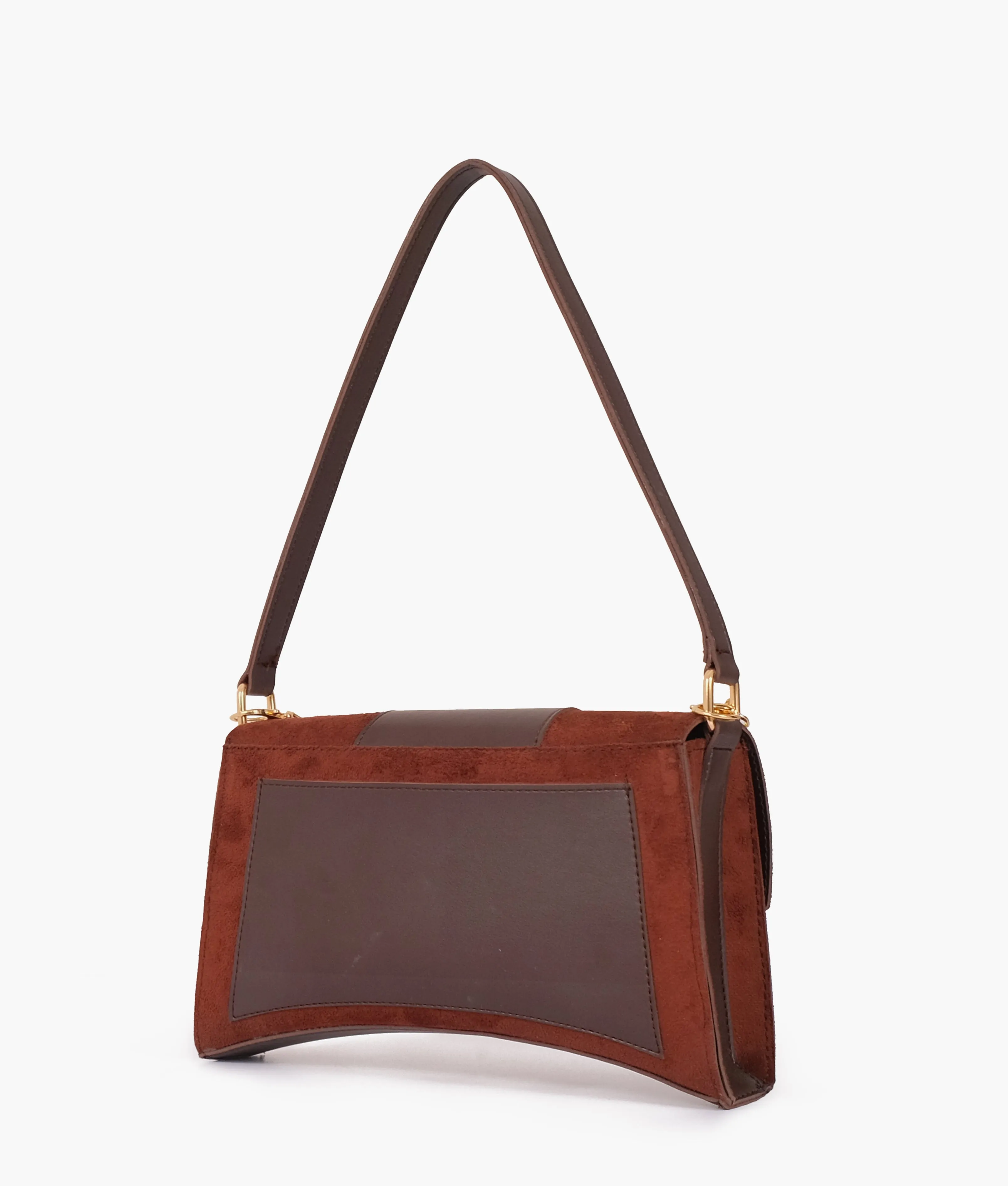 Envy Hold - Dark brown suede buckle envelope bag