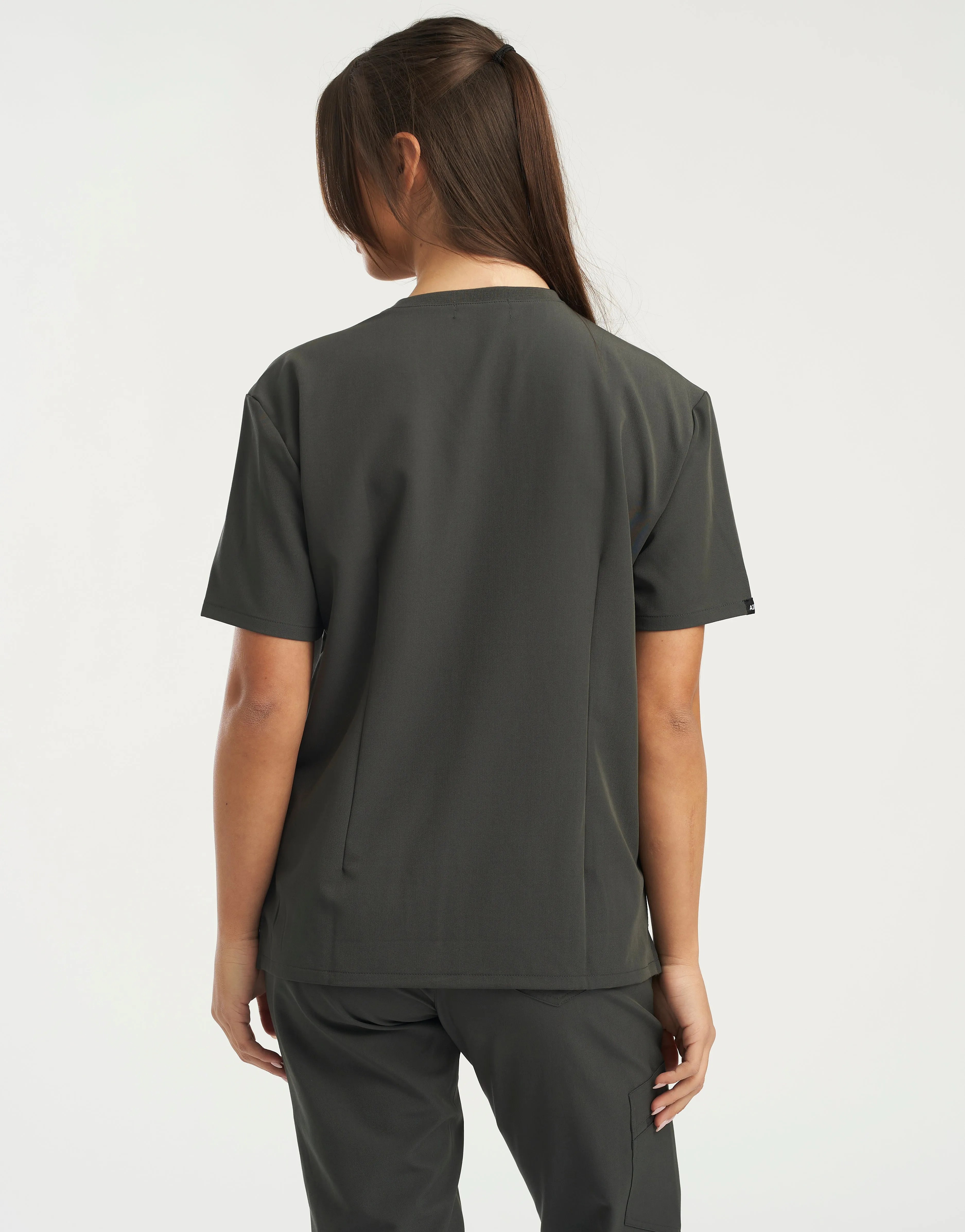 Essential V Neck Scrub Top - Asphalt