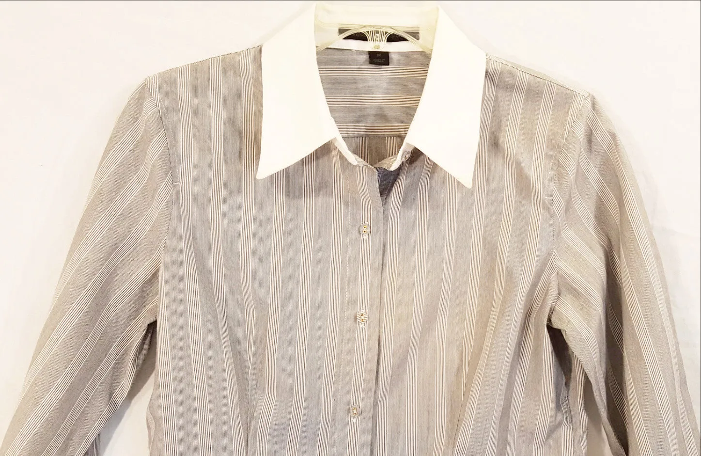 Express Designer Studio Striped Grey Shirt