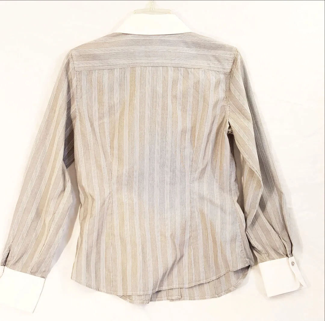 Express Designer Studio Striped Grey Shirt