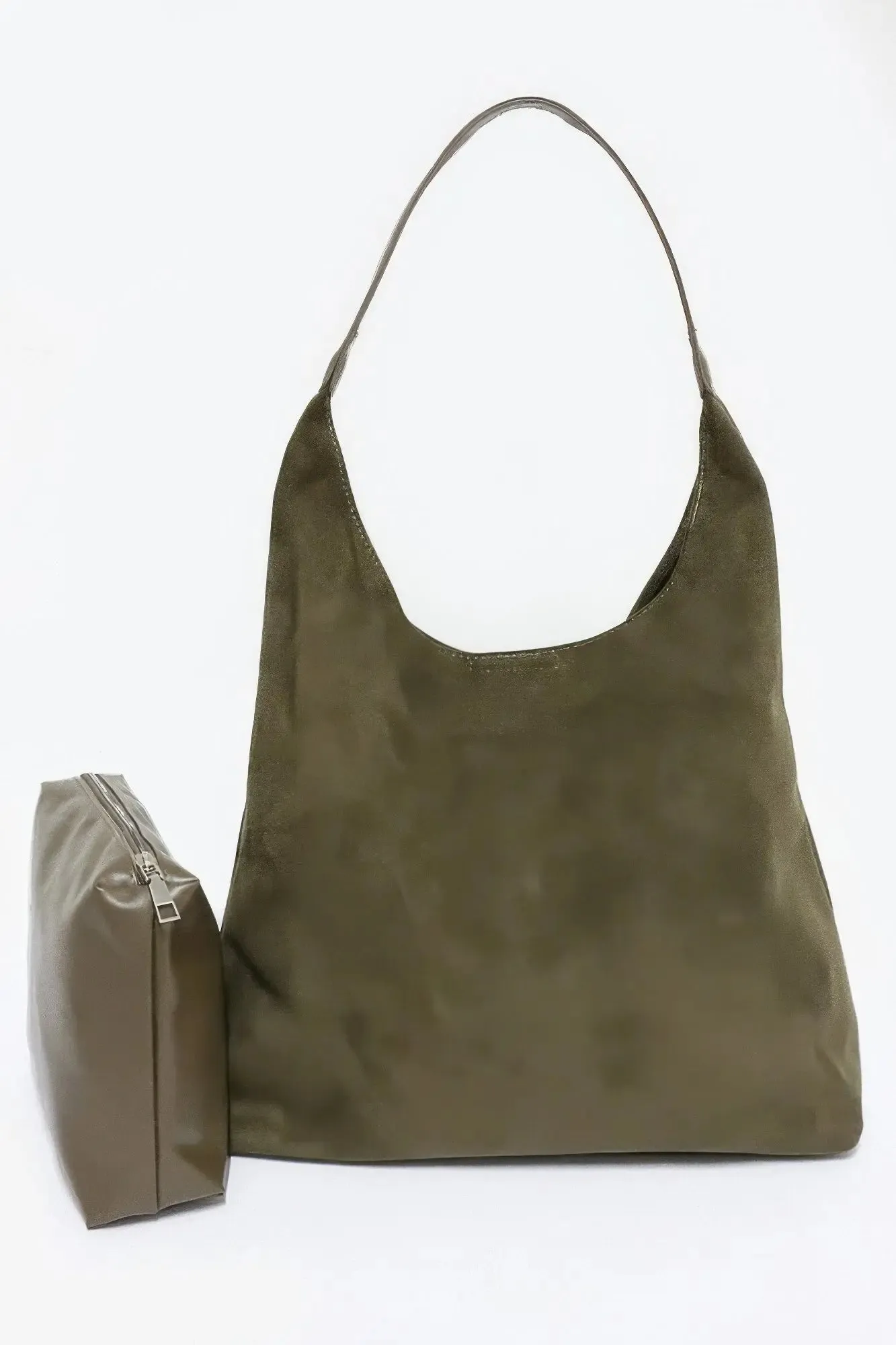Faux Suede Bindle Bag W/ Pouch