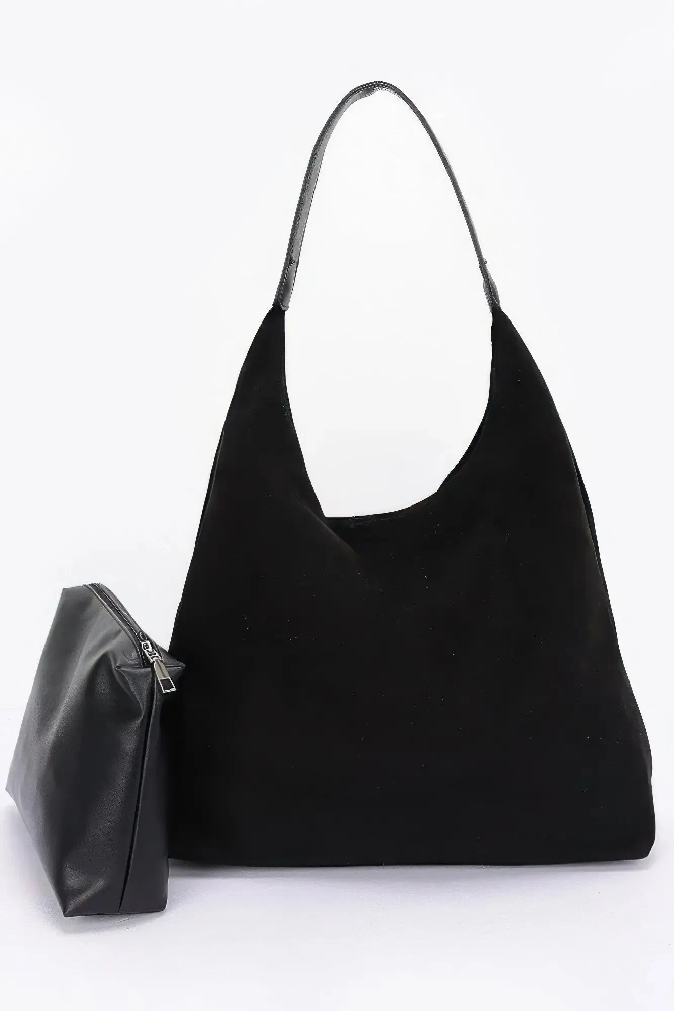 Faux Suede Bindle Bag W/ Pouch