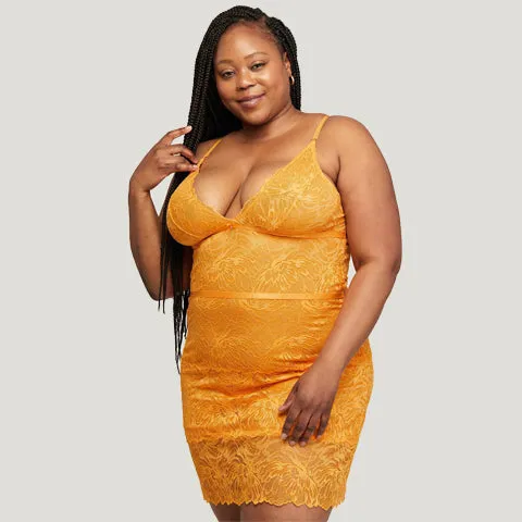 Fleur't All Lace Slip & Panty Set Mango Sorbet