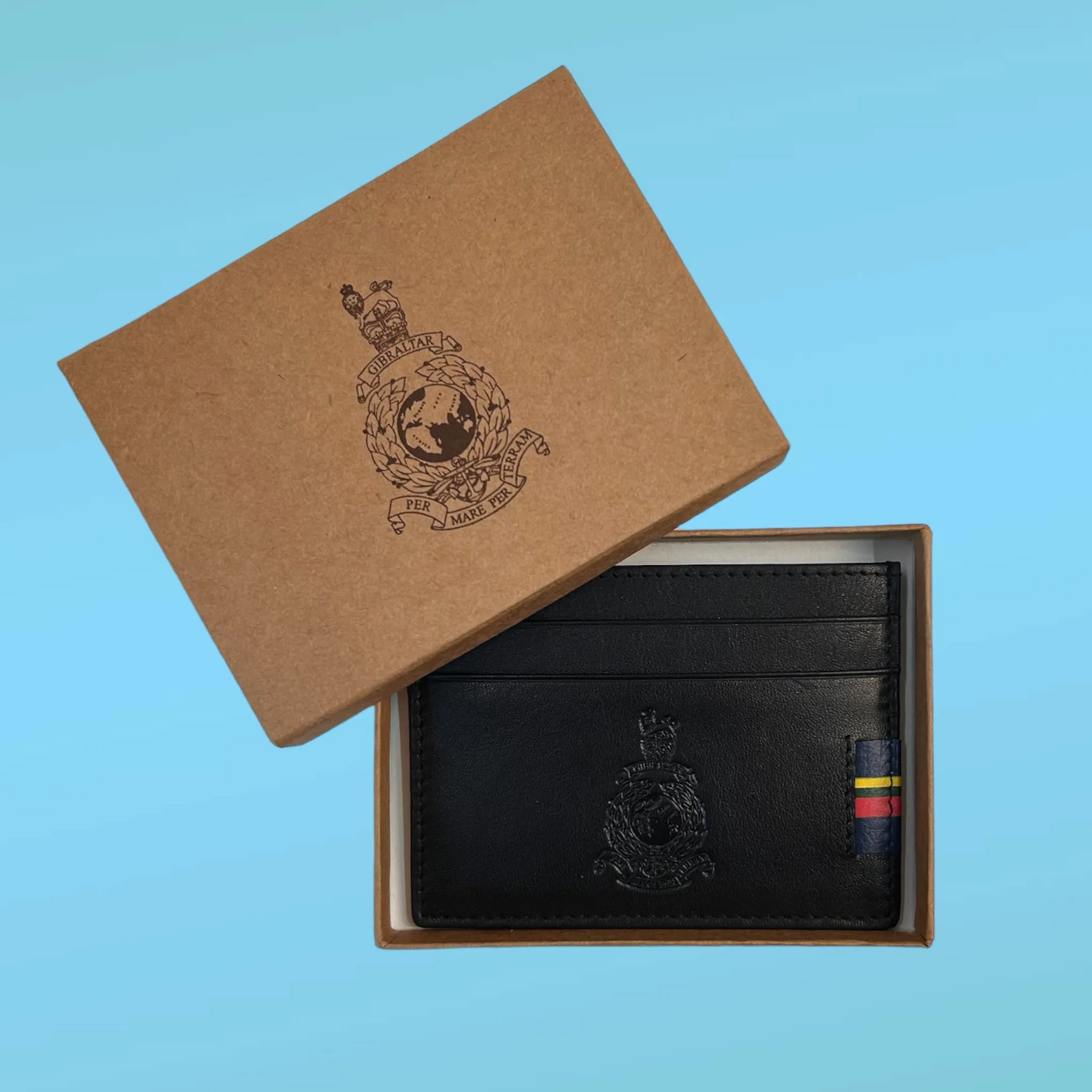 Globe & Laurel Embossed Leather Card Holder