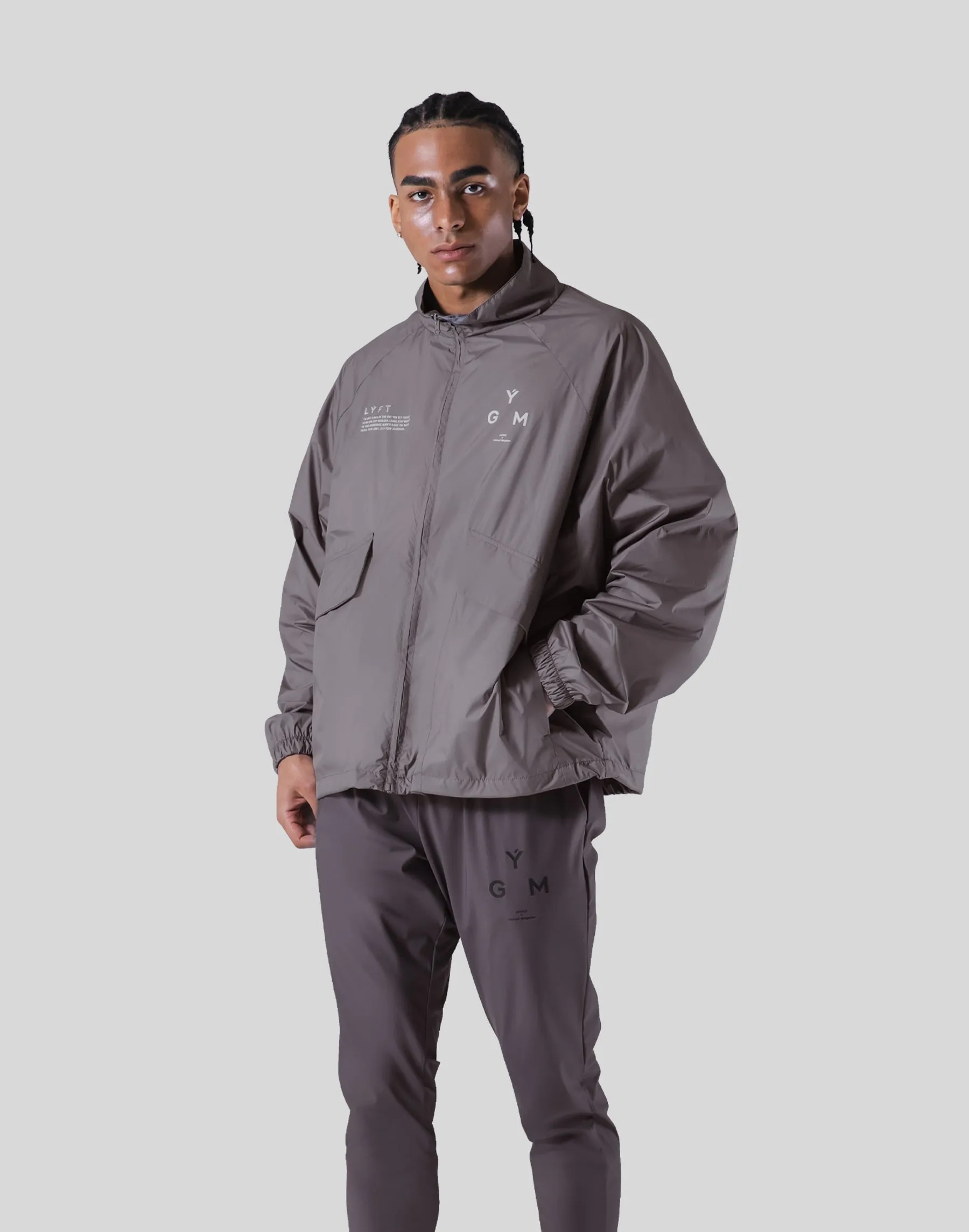 GÝM Nylon Zip Up Jacket - Grey