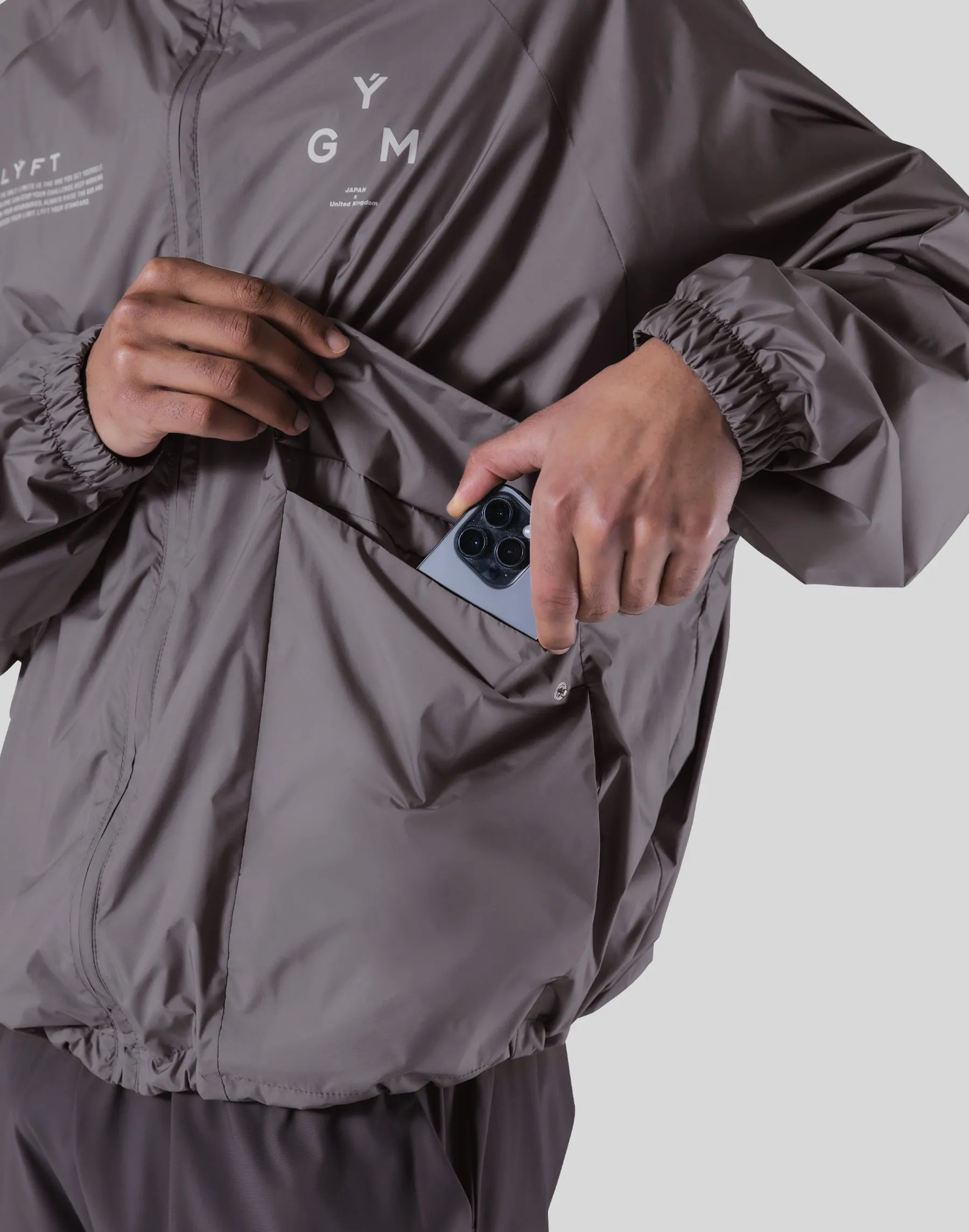 GÝM Nylon Zip Up Jacket - Grey
