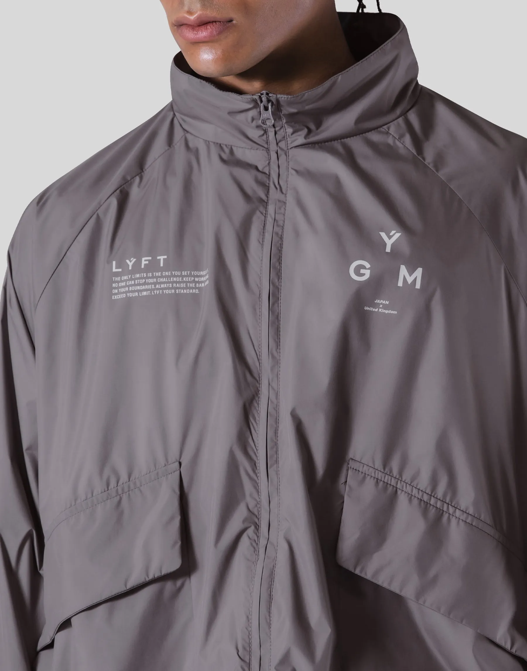 GÝM Nylon Zip Up Jacket - Grey